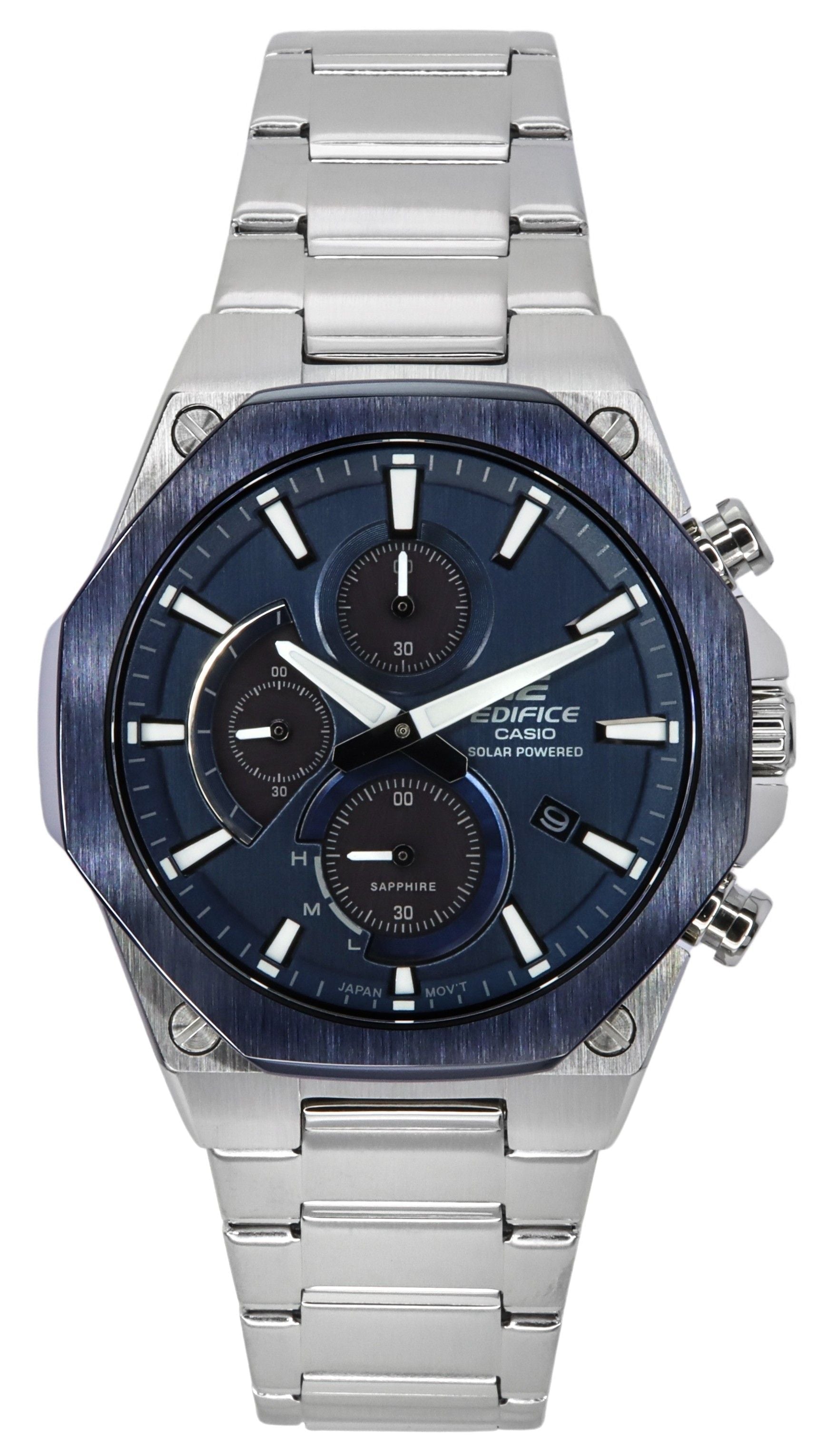 Casio Edifice Analog Slim Line With Sapphire Crystal Chronograph Blue Dial Solar EFS - S570DB - 2A 100M Men's Watch - Prestige Stones