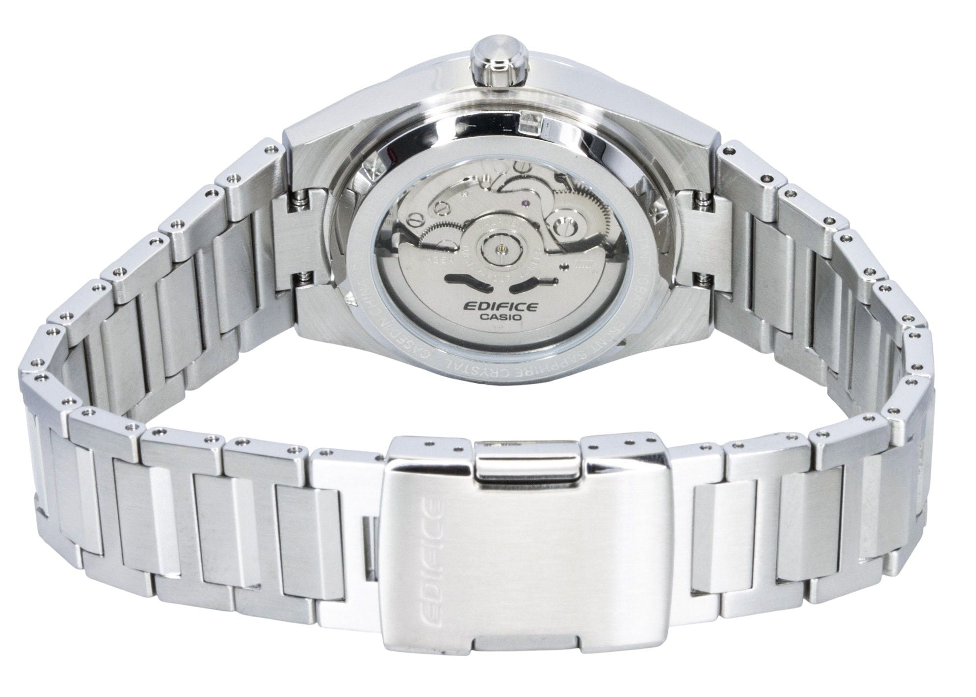 Casio Edifice Analog Stainless Steel Forged Carbon White Dial Automatic EFK - 100D - 7A 100M Men's Watch - Prestige Stones