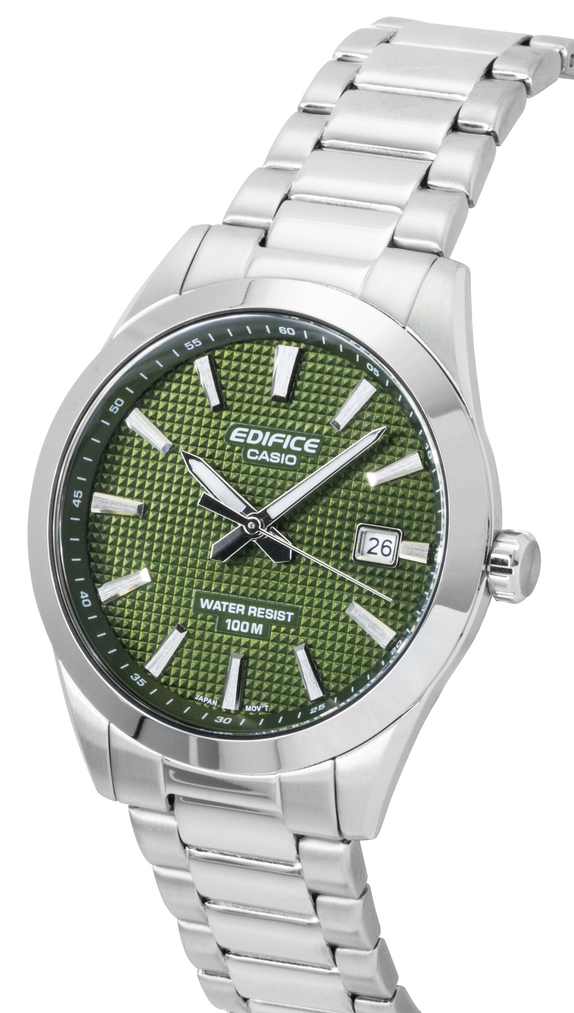 Casio Edifice Analog Stainless Steel Green Dial Quartz EFV - 160D - 3A 100M Men's Watch - Prestige Stones