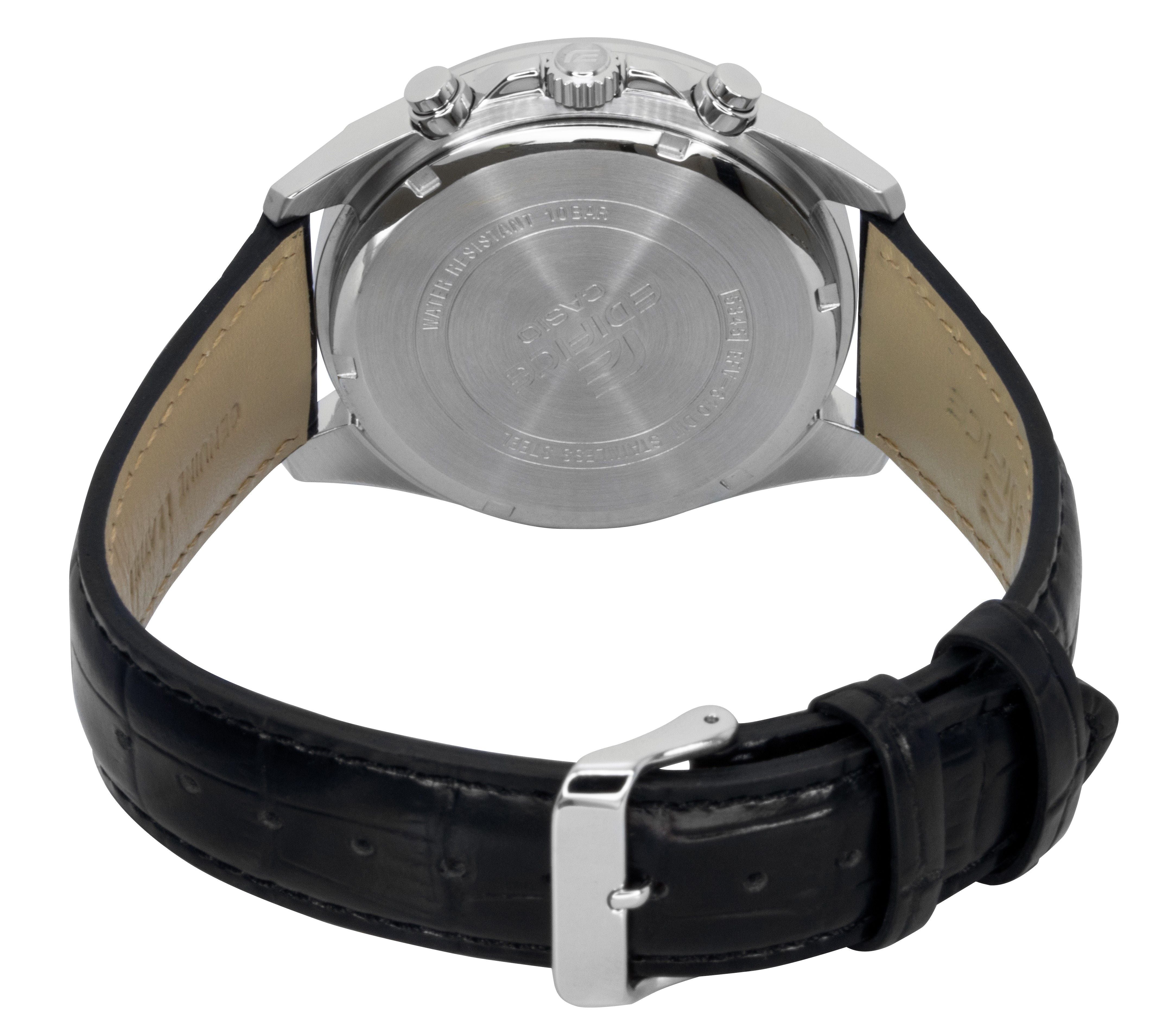 Casio Edifice Analog Standard Chronograph Leather Strap Salmon Dial Quartz EFV - 610EL - 5A 100M Men's Watch - Prestige Stones