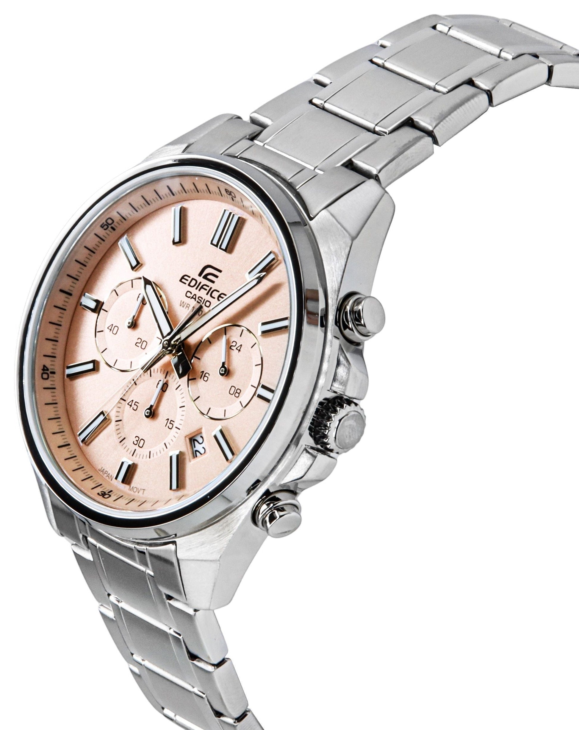Casio Edifice Analog Standard Chronograph Pink Dial Quartz EFV - 650D - 4AV 100M Men's Watch - Prestige Stones