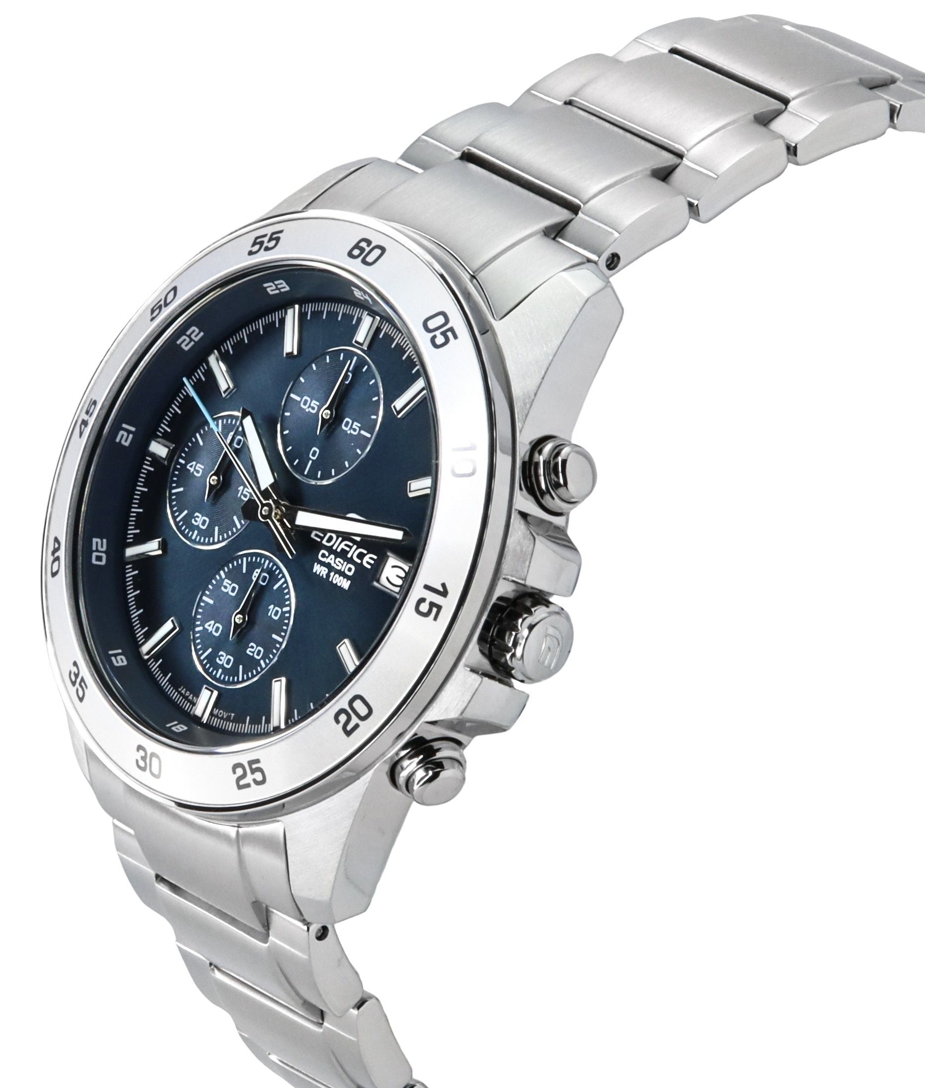 Casio Edifice Analog Standard Chronograph Stainless Steel Blue Dial Quartz EFR - 526D - 2A 100M Men's Watch - Prestige Stones