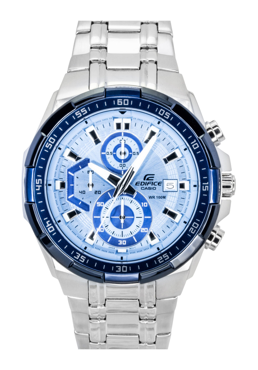 Casio Edifice Analog Standard Chronograph Stainless Steel Blue Dial Quartz EFR - 539DE - 2AV 100M Men's Watch - Prestige Stones