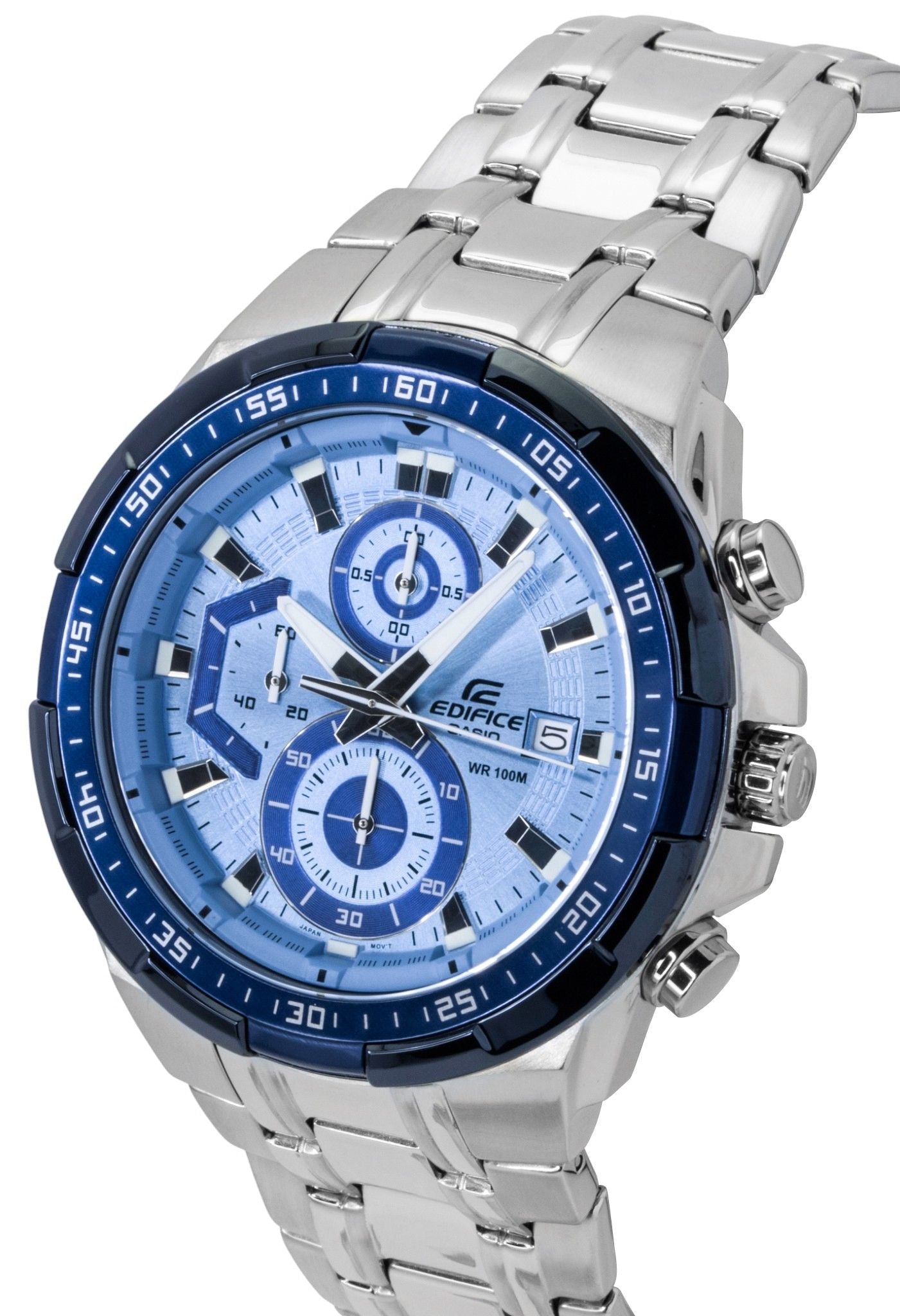 Casio Edifice Analog Standard Chronograph Stainless Steel Blue Dial Quartz EFR - 539DE - 2AV 100M Men's Watch - Prestige Stones