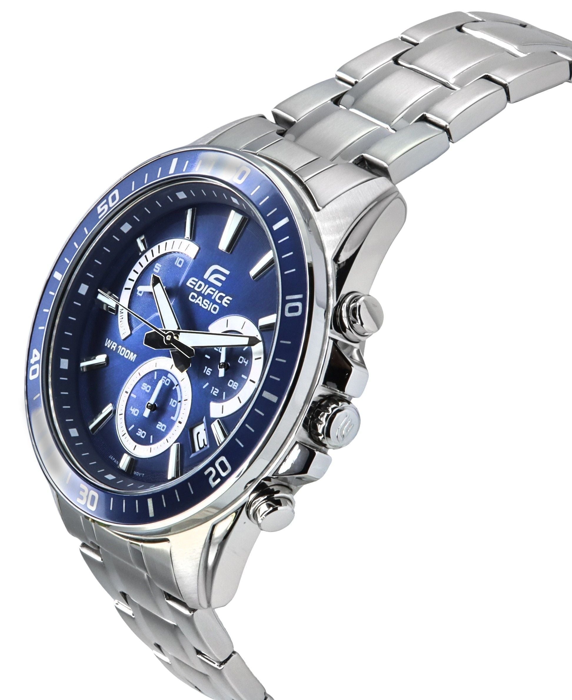 Casio Edifice Analog Standard Chronograph Stainless Steel Blue Dial Quartz EFR - 552D - 2A 100M Men's Watch - Prestige Stones