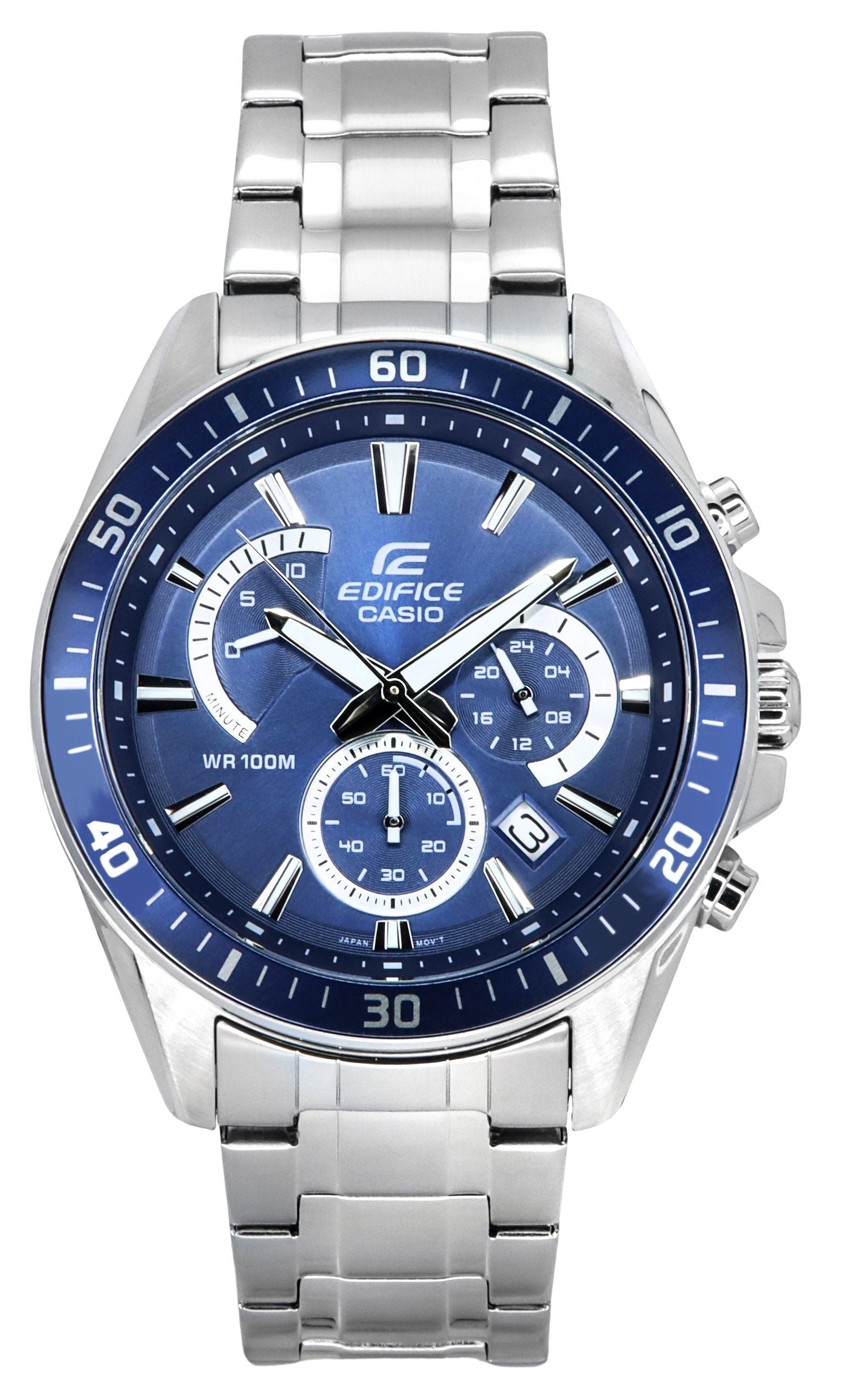 Casio Edifice Analog Standard Chronograph Stainless Steel Blue Dial Quartz EFR - 552D - 2A 100M Men's Watch - Prestige Stones