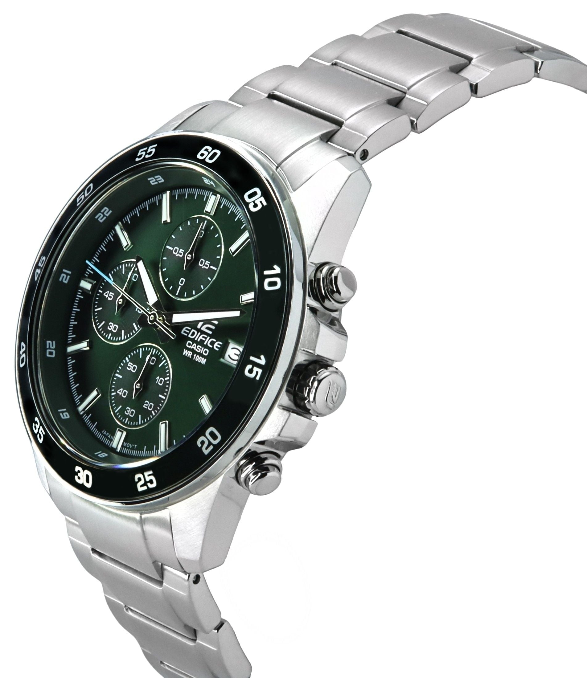 Casio Edifice Analog Standard Chronograph Stainless Steel Green Dial Quartz EFR - 526D - 3A 100M Men's Watch - Prestige Stones