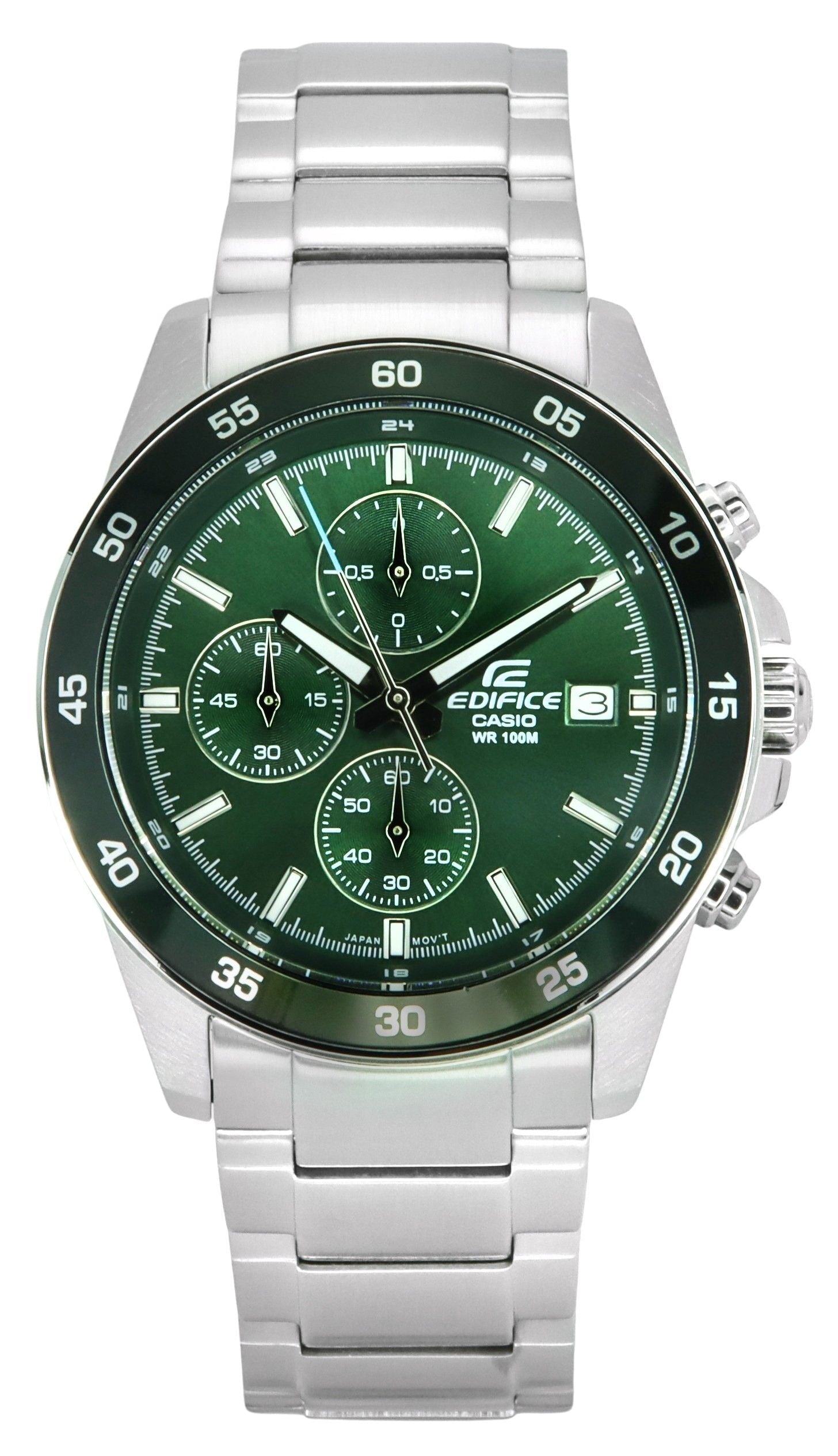 Casio Edifice Analog Standard Chronograph Stainless Steel Green Dial Quartz EFR - 526D - 3A 100M Men's Watch - Prestige Stones