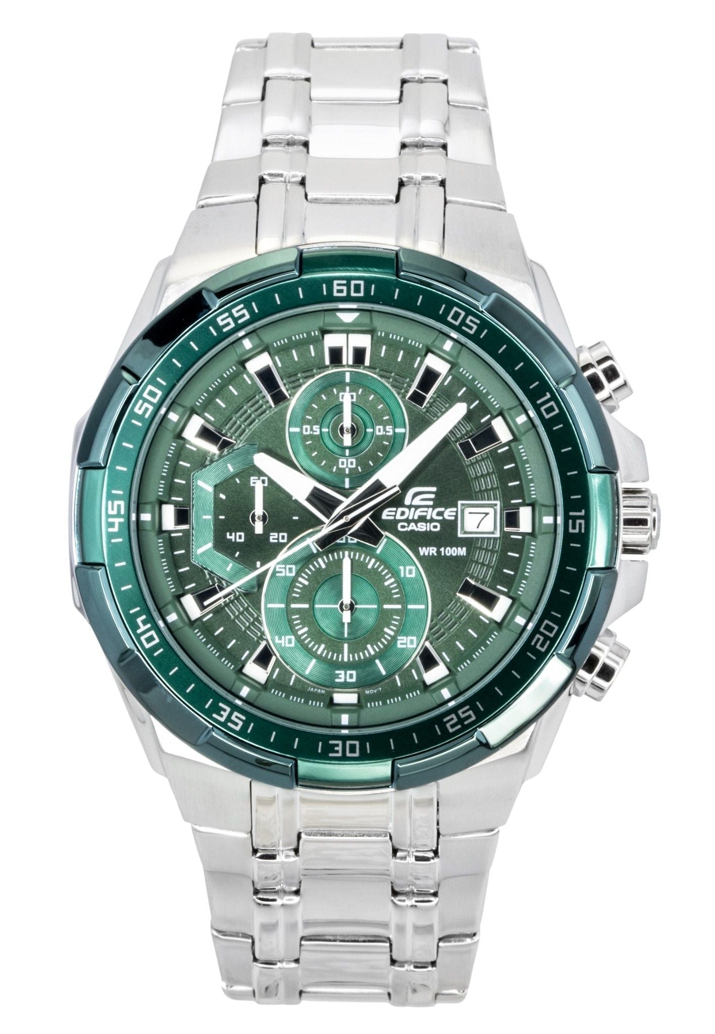 Casio Edifice Analog Standard Chronograph Stainless Steel Green Dial Quartz EFR - 539DE - 3AV 100M Men's Watch - Prestige Stones