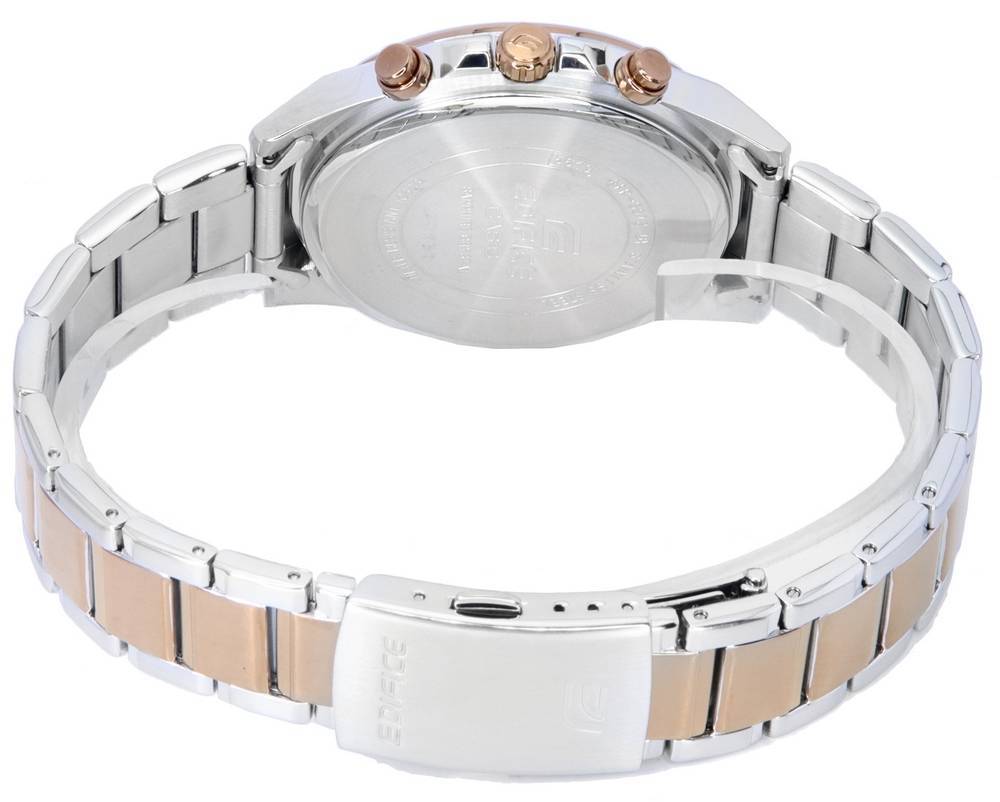 Casio Edifice Black Dial Two Tone Quartz EFR - S572GS - 1A EFRS572GS - 1 100M Men's Watch - Prestige Stones