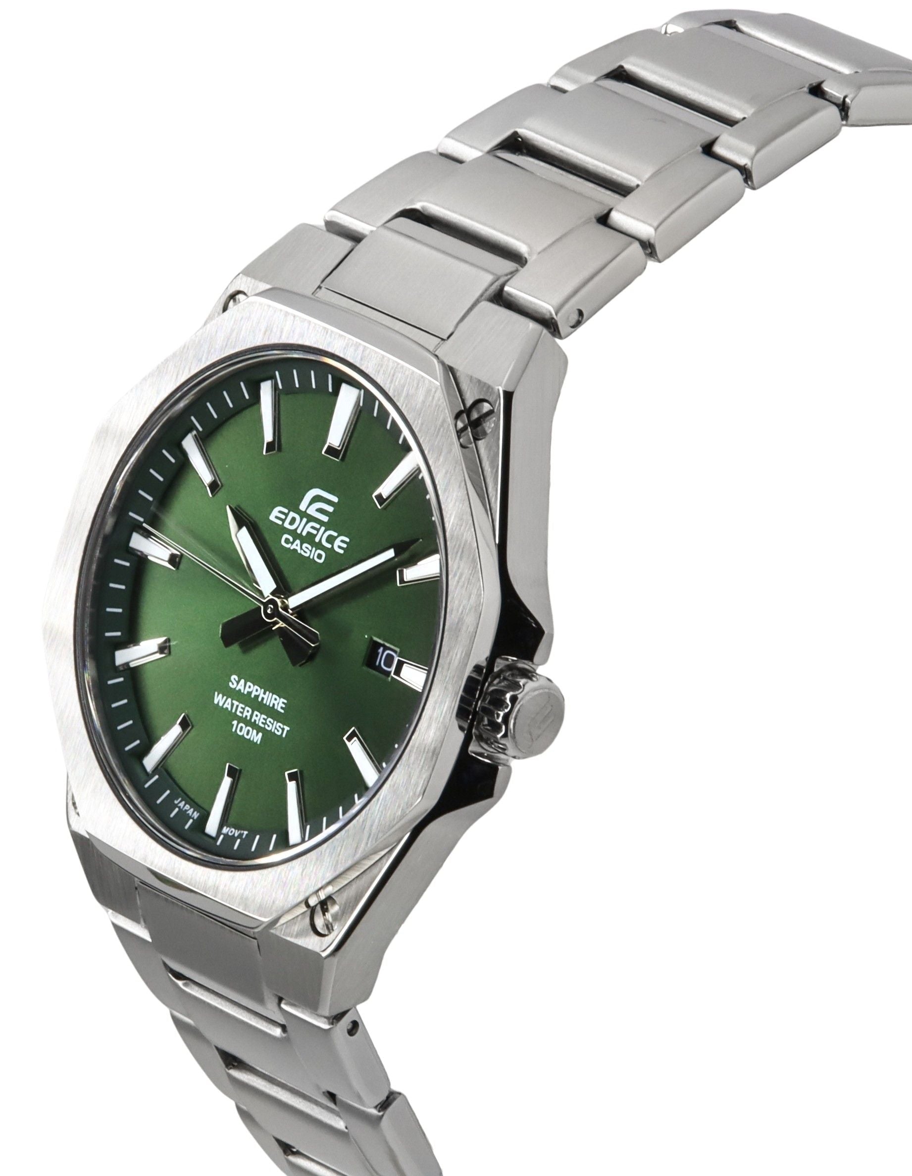 Casio Edifice Sapphire Crystal Analog Stainless Steel Green Dial Quartz EFR - S108D - 3A 100M Men's Watch - Prestige Stones