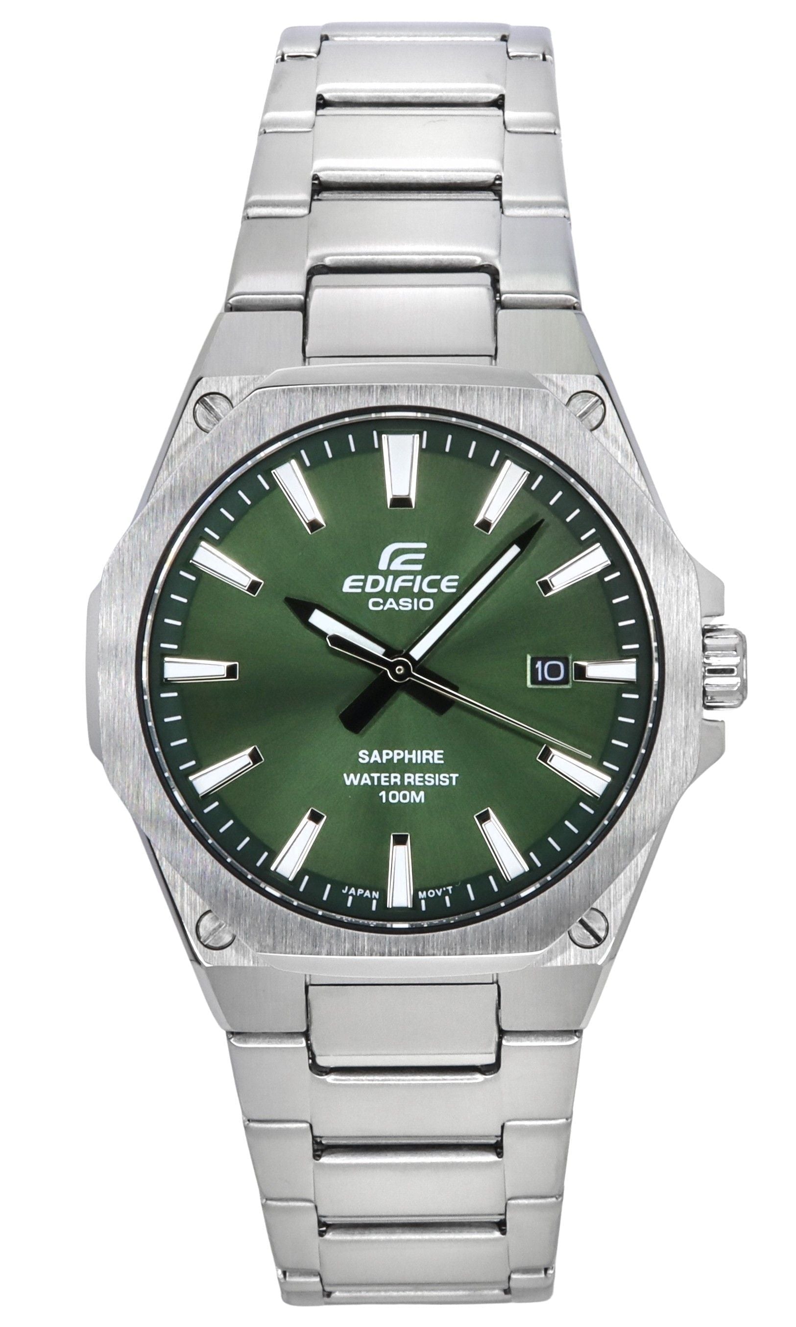 Casio Edifice Sapphire Crystal Analog Stainless Steel Green Dial Quartz EFR - S108D - 3A 100M Men's Watch - Prestige Stones