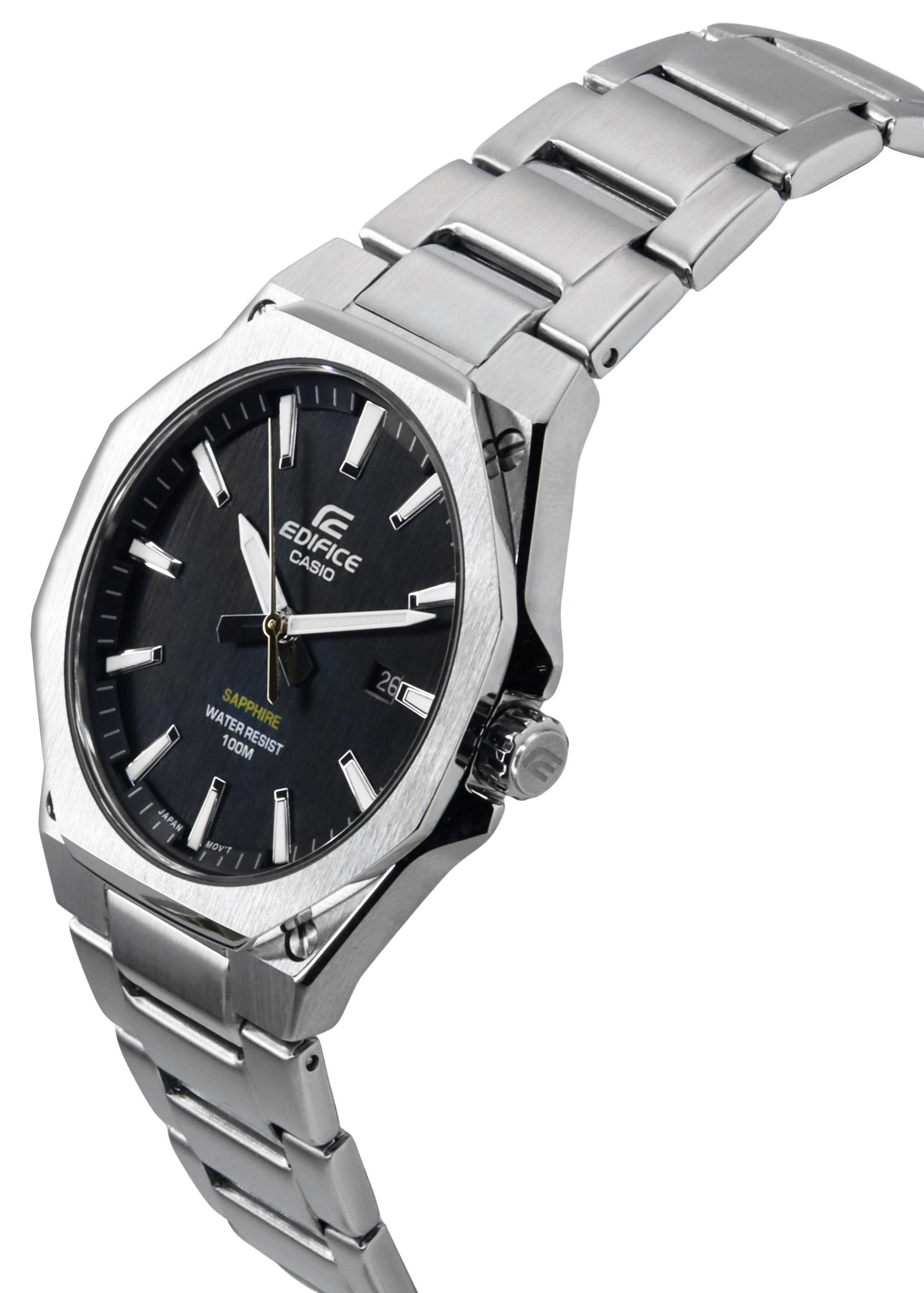 Casio Edifice Slim Line Black Dial Quartz EFR - S108D - 1A 100M Men's Watch - Prestige Stones