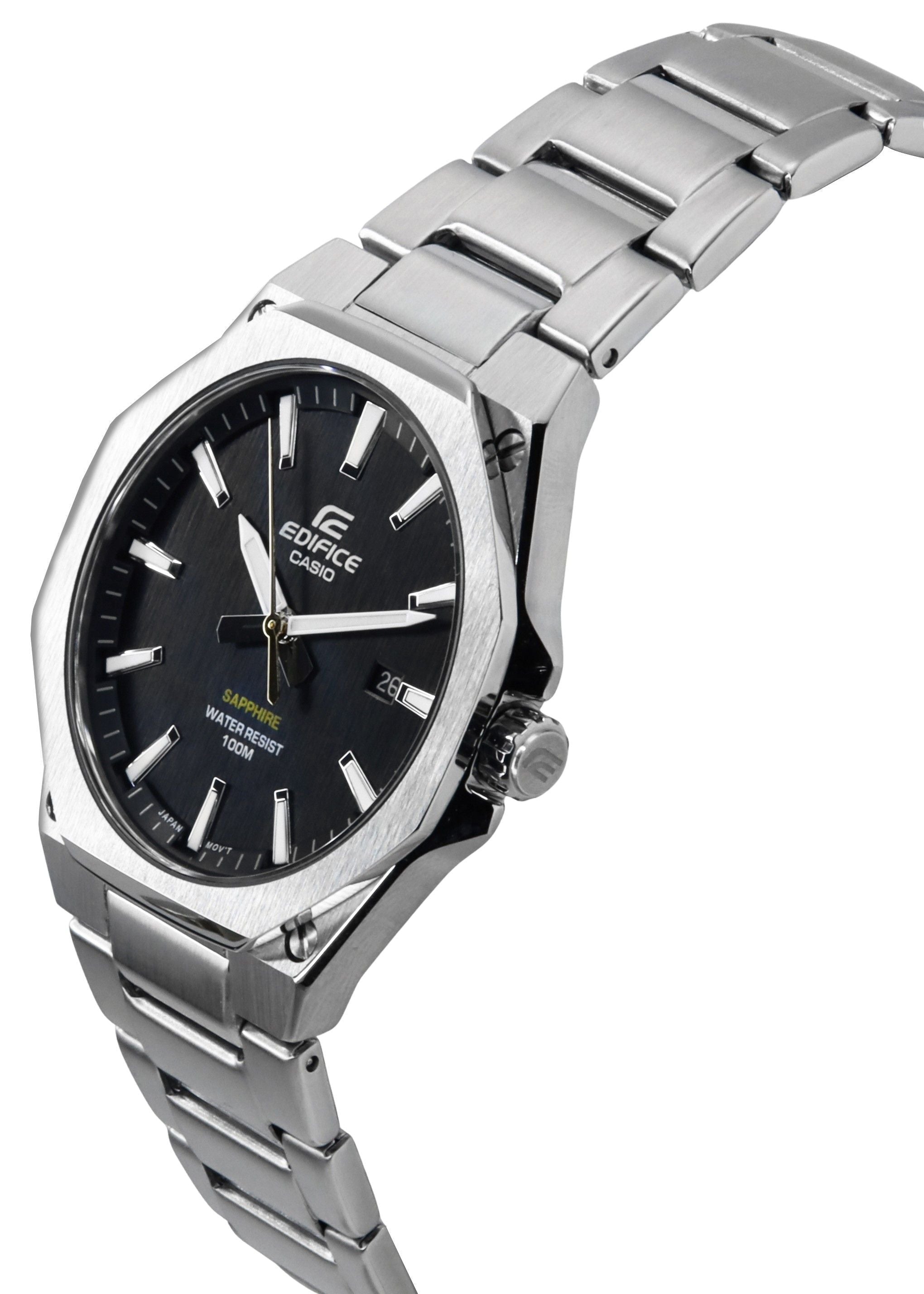 Casio Edifice Slim Line Black Dial Quartz EFR - S108D - 1A 100M Men's Watch - Prestige Stones