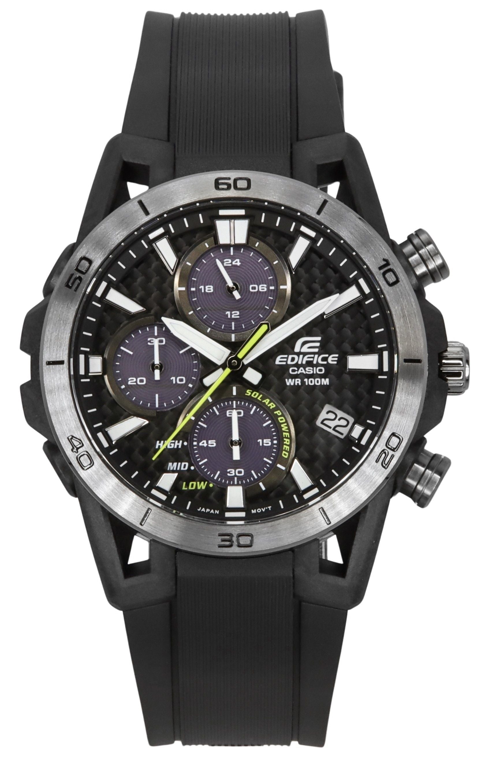Casio Edifice Sospensione Analog Chronograph Resin Strap Grey Dial Solar EQS - 960PB - 1AV 100M Men's Watch - Prestige Stones