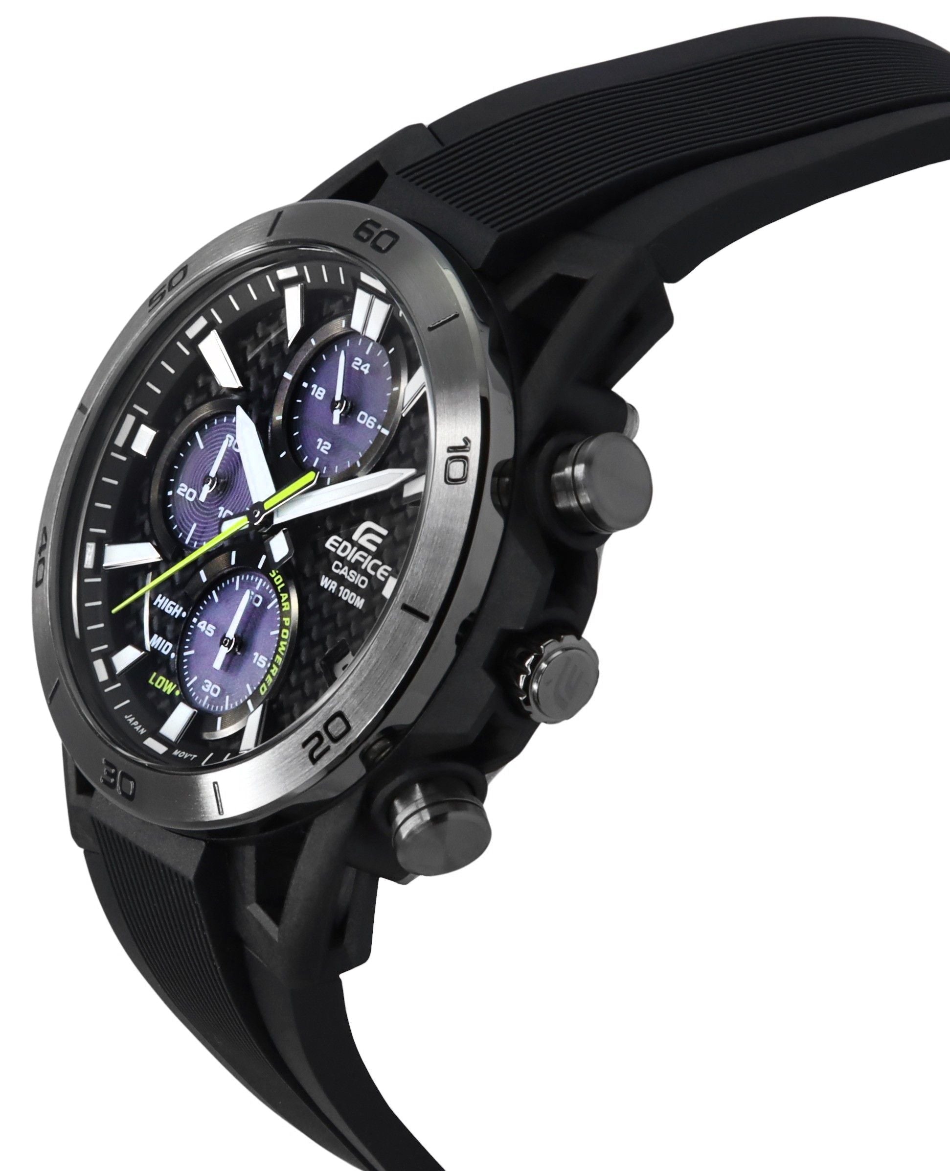 Casio Edifice Sospensione Analog Chronograph Resin Strap Grey Dial Solar EQS - 960PB - 1AV 100M Men's Watch - Prestige Stones
