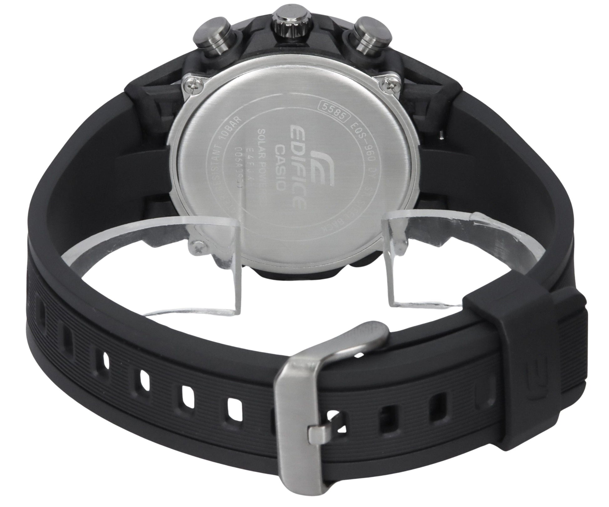 Casio Edifice Sospensione Analog Chronograph Resin Strap Grey Dial Solar EQS - 960PB - 1AV 100M Men's Watch - Prestige Stones