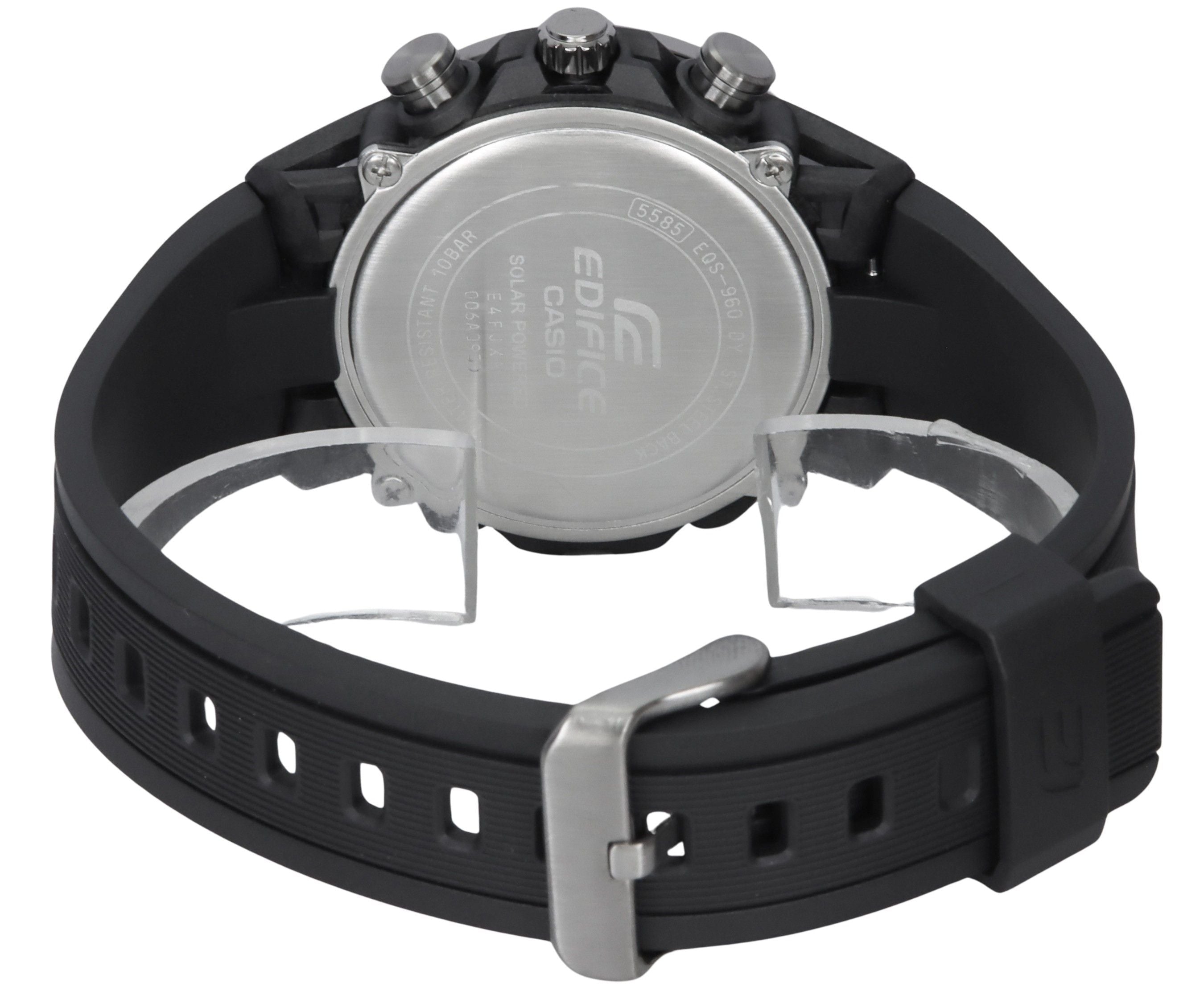 Casio Edifice Sospensione Analog Chronograph Resin Strap Grey Dial Solar EQS - 960PB - 1AV 100M Men's Watch - Prestige Stones
