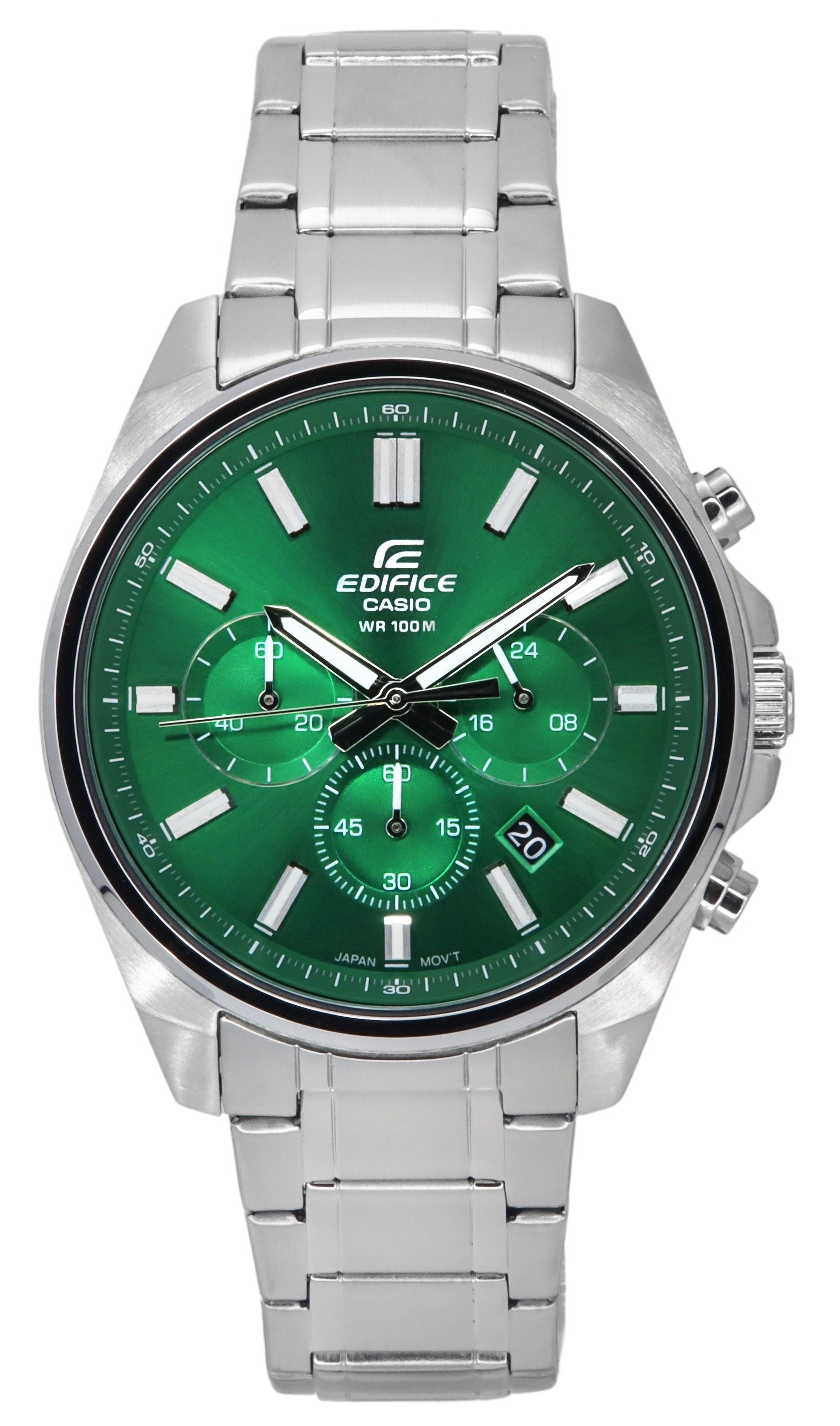 Casio Edifice Standard Analog Chronograph Stainless Steel Green Dial Quartz EFV - 650D - 3A 100M Men's Watch - Prestige Stones