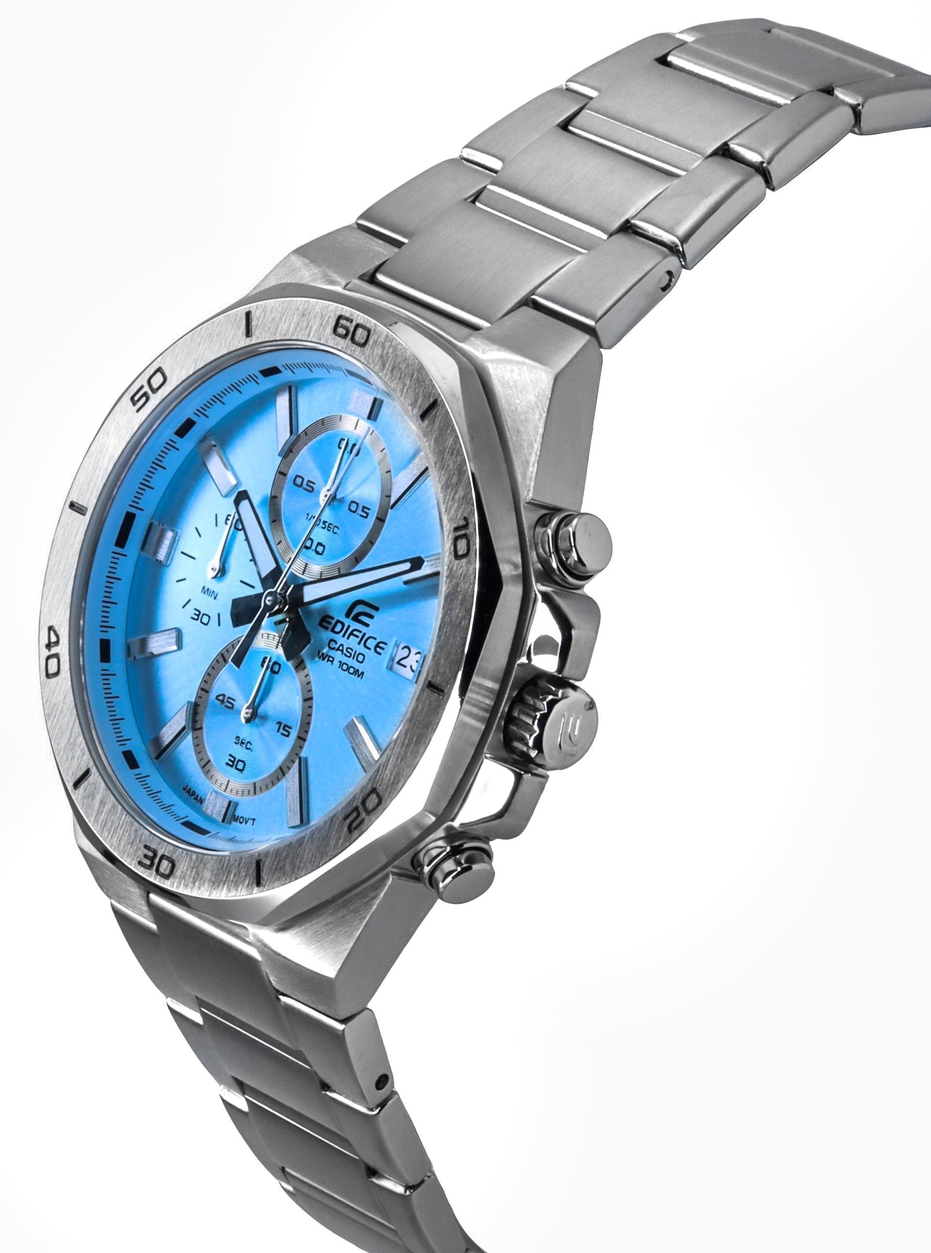 Casio Edifice Standard Chronograph Analog Stainless Steel Blue Dial Quartz EFV - 640D - 2BV 100M Men's Watch - Prestige Stones