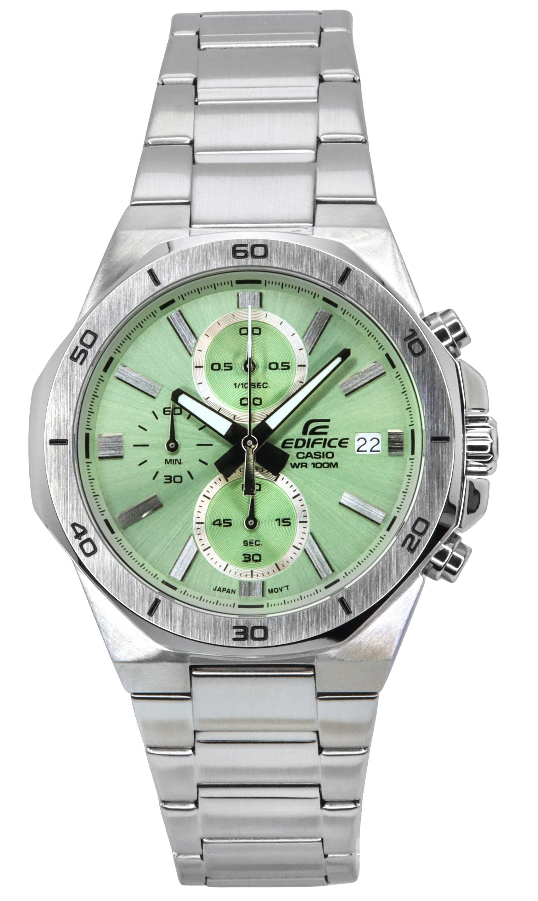 Casio Edifice Standard Chronograph Analog Stainless Steel Green Dial Quartz EFV - 640D - 3AV 100M Men's Watch - Prestige Stones