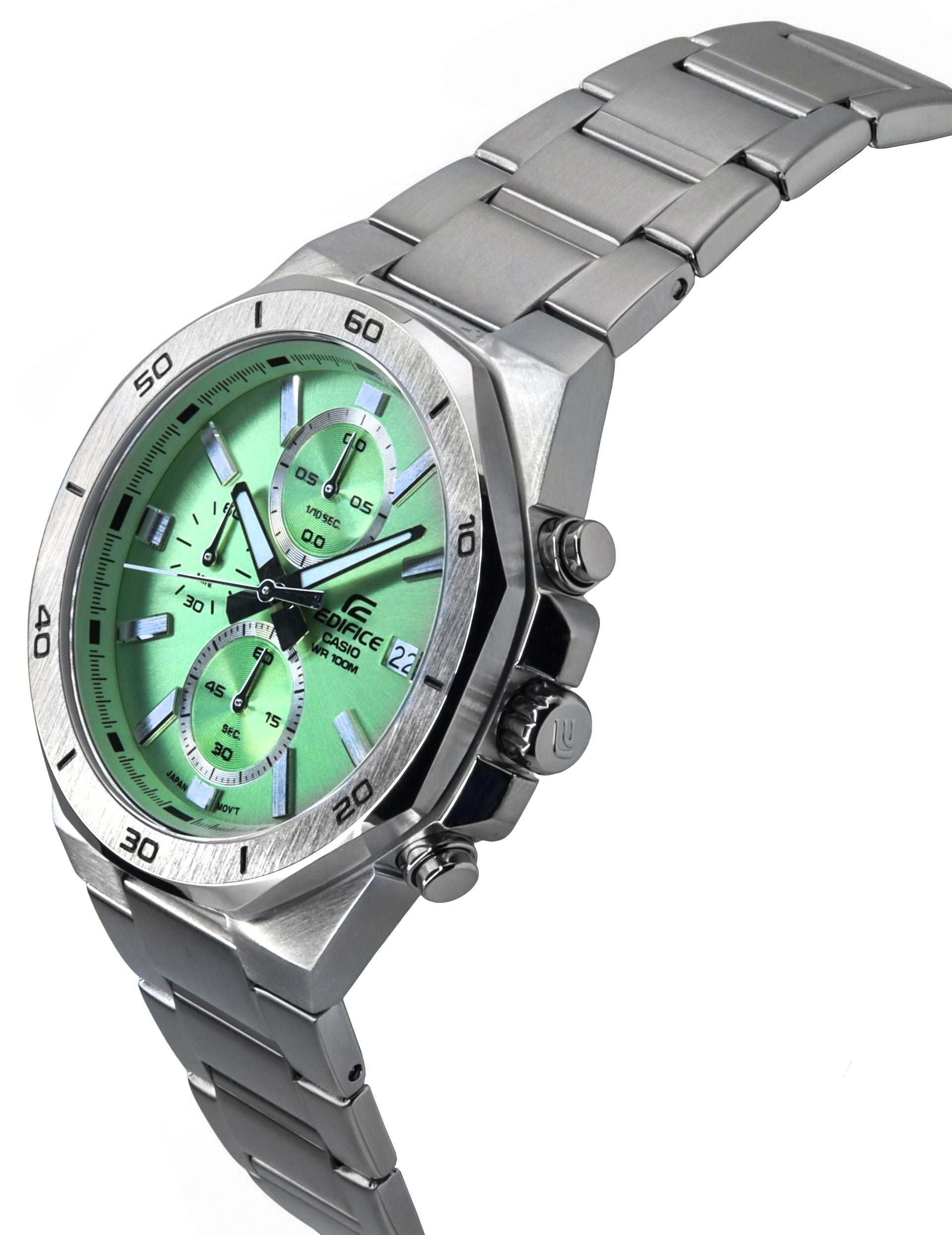 Casio Edifice Standard Chronograph Analog Stainless Steel Green Dial Quartz EFV - 640D - 3AV 100M Men's Watch - Prestige Stones