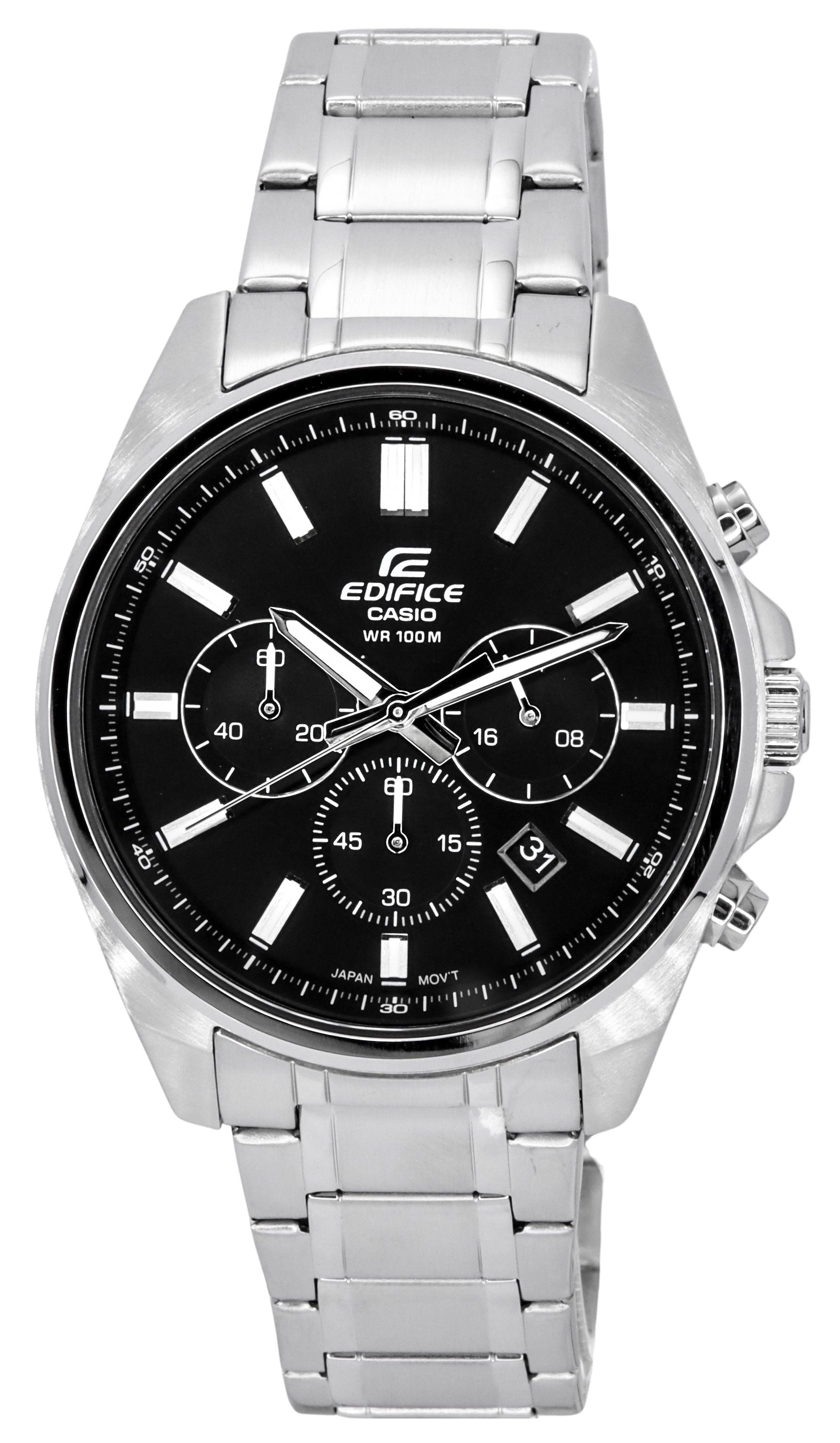 Casio Edifice Standard Chronograph Stainless Steel Black Dial Quartz EFV - 650D - 1A 100M Men's Watch - Prestige Stones
