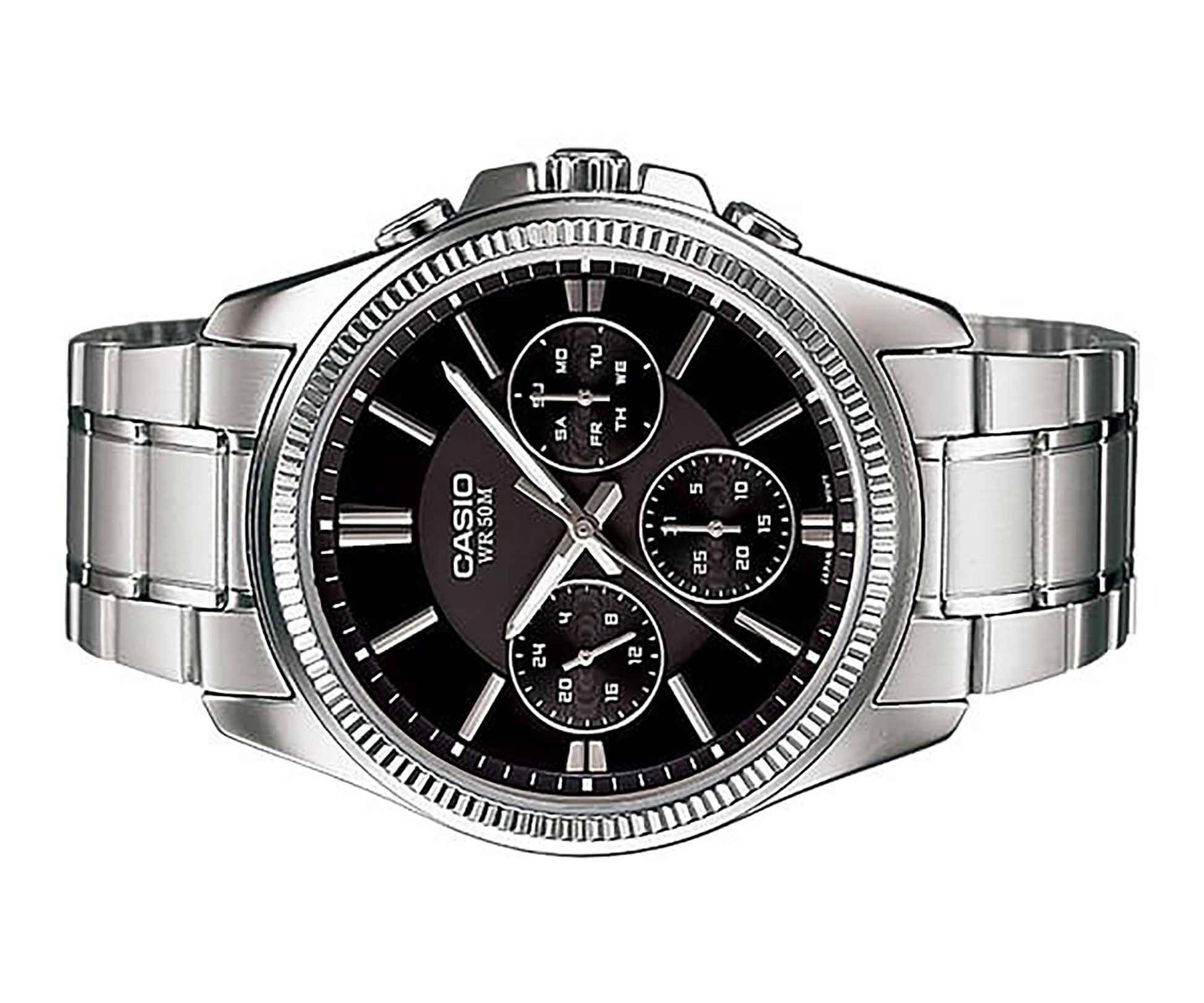 Casio Enticer Analog Stainless Steel Black Dial Quartz MTP - 1375D - 1AV Men's Watch - Prestige Stones