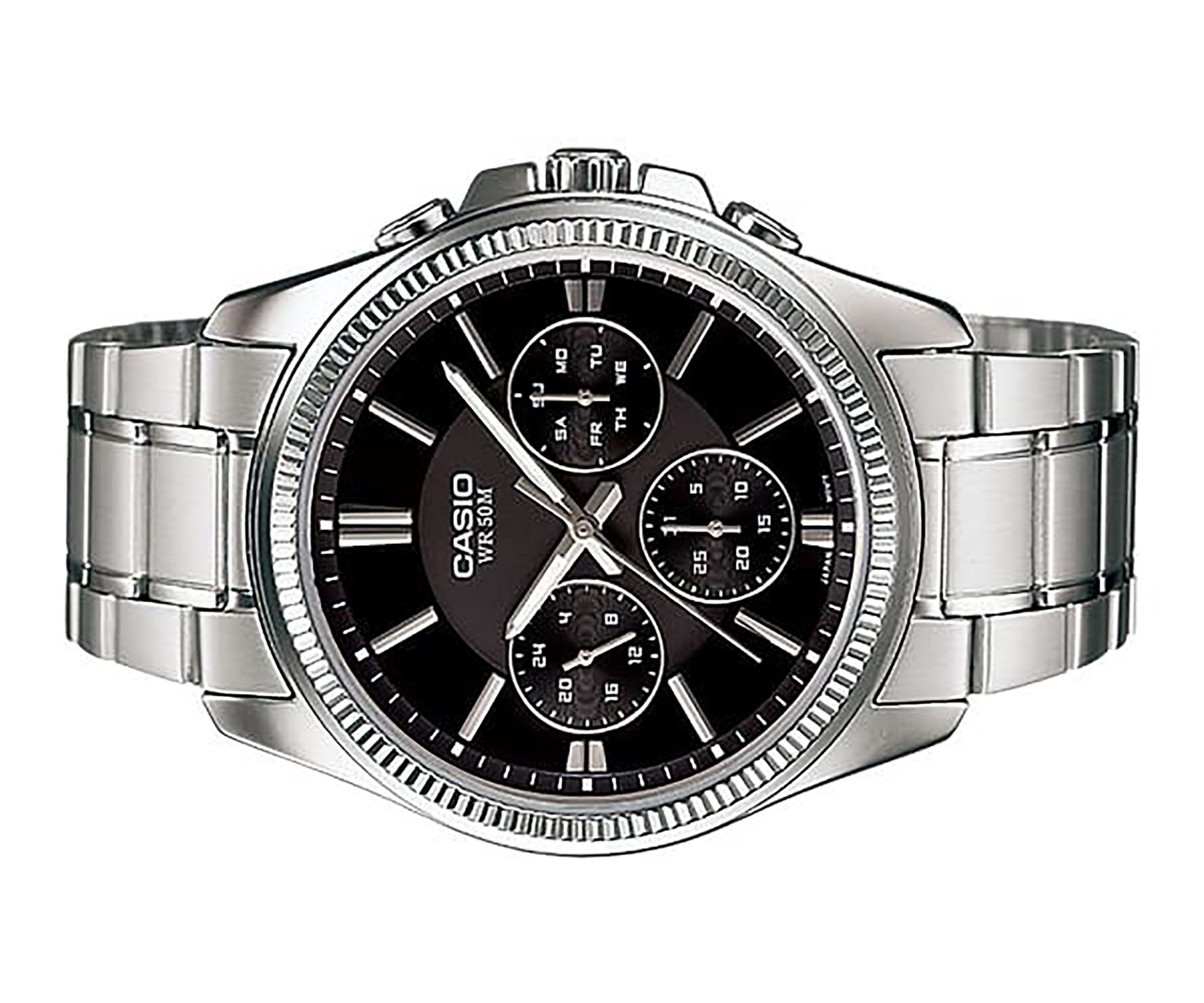Casio Enticer Analog Stainless Steel Black Dial Quartz MTP - 1375D - 1AV Men's Watch - Prestige Stones