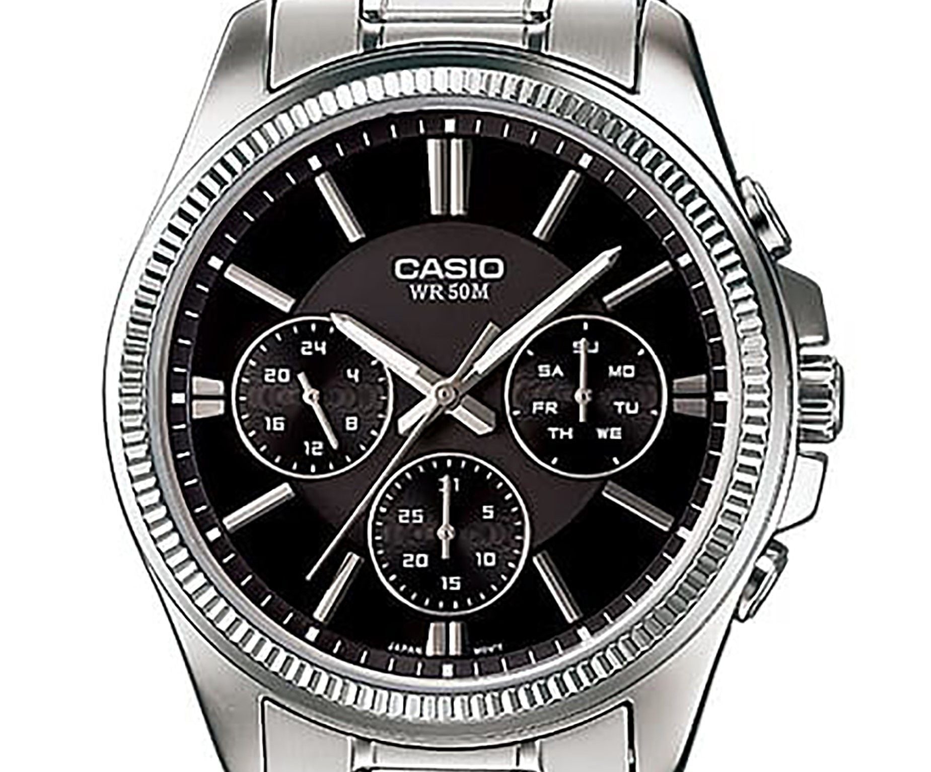 Casio Enticer Analog Stainless Steel Black Dial Quartz MTP - 1375D - 1AV Men's Watch - Prestige Stones