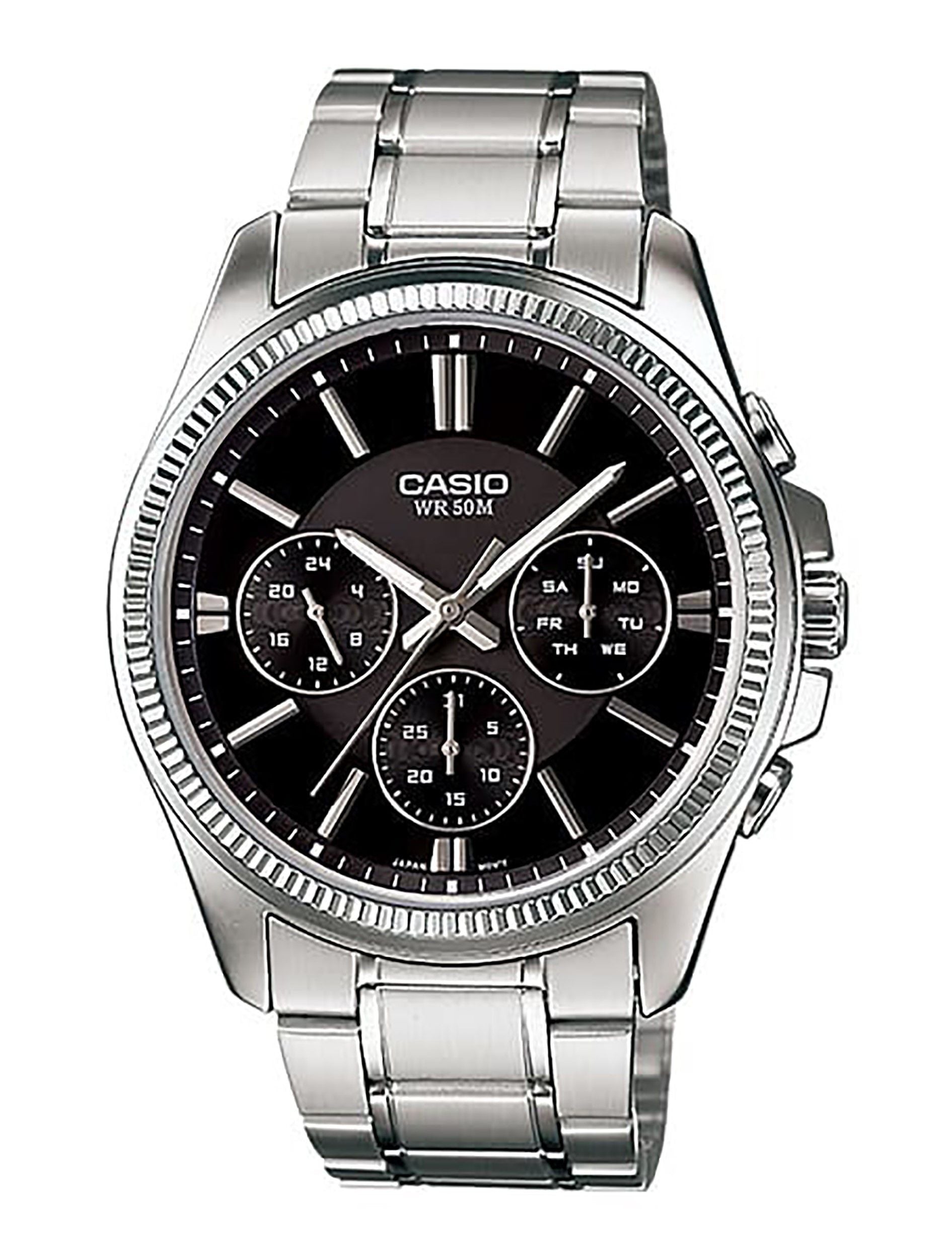 Casio Enticer Analog Stainless Steel Black Dial Quartz MTP - 1375D - 1AV Men's Watch - Prestige Stones