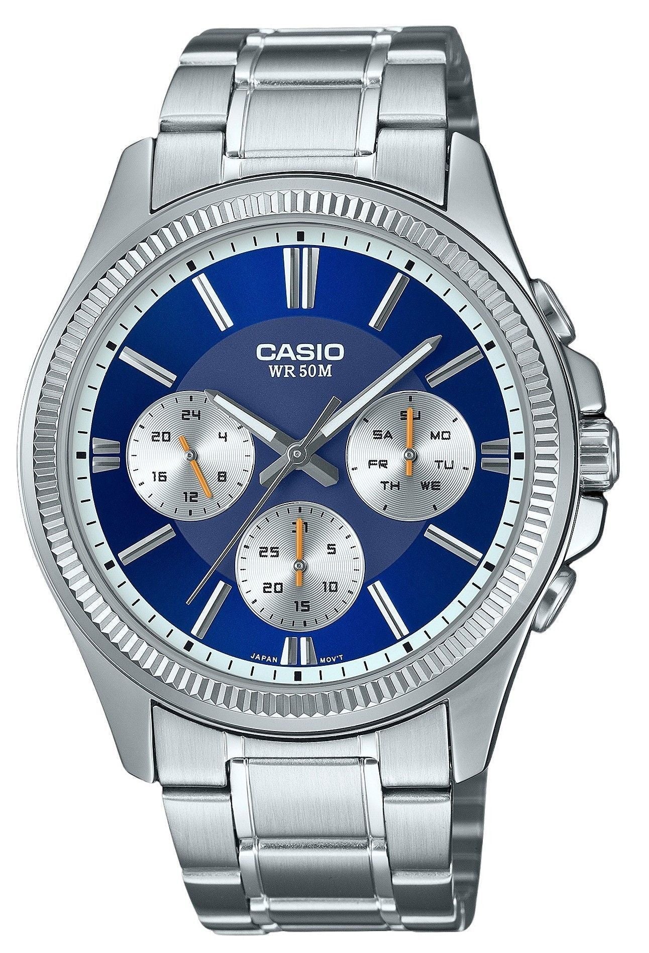 Casio Enticer Analog Stainless Steel Blue Dial Quartz MTP - 1375D - 2A1 Men's Watch - Prestige Stones