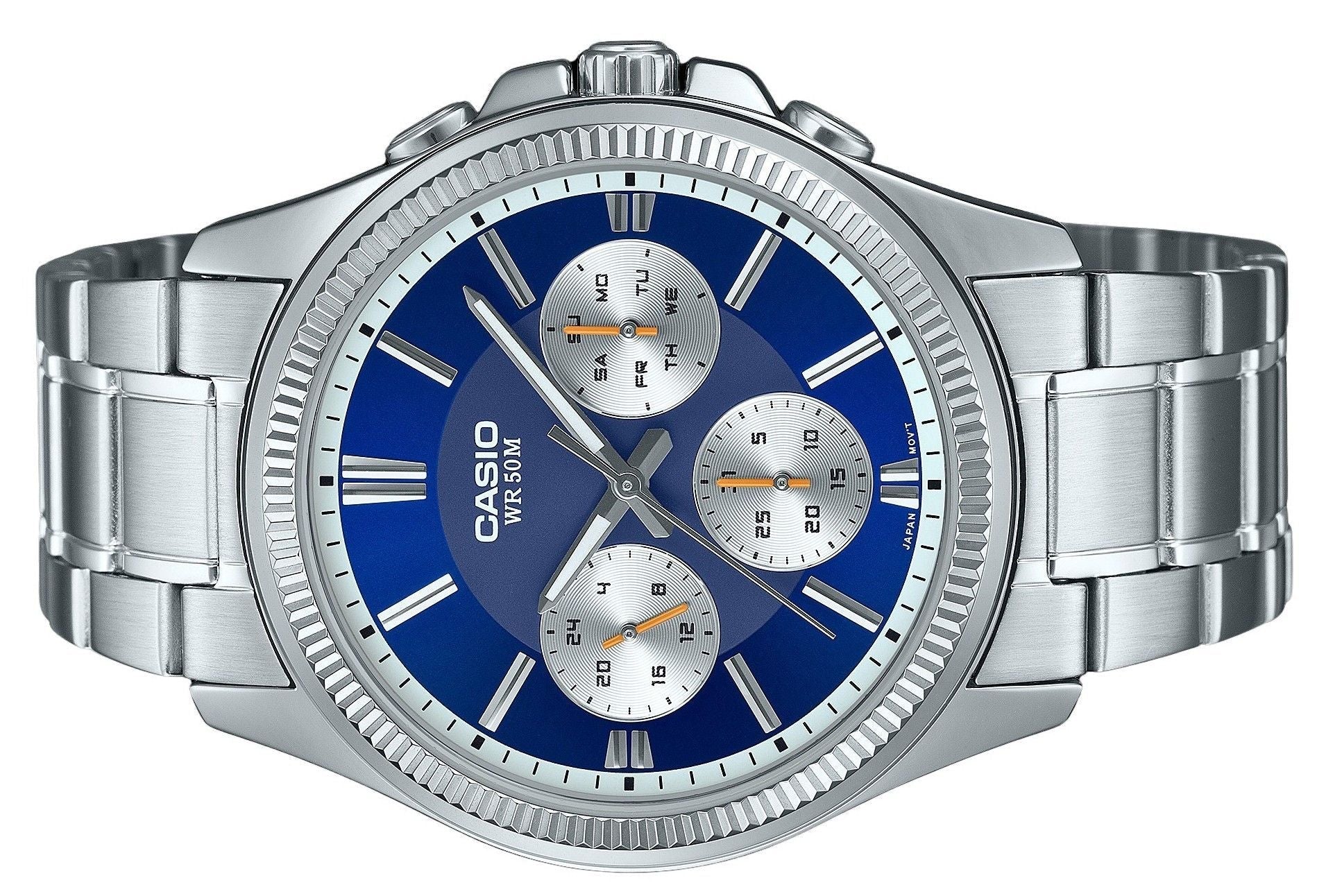 Casio Enticer Analog Stainless Steel Blue Dial Quartz MTP - 1375D - 2A1 Men's Watch - Prestige Stones