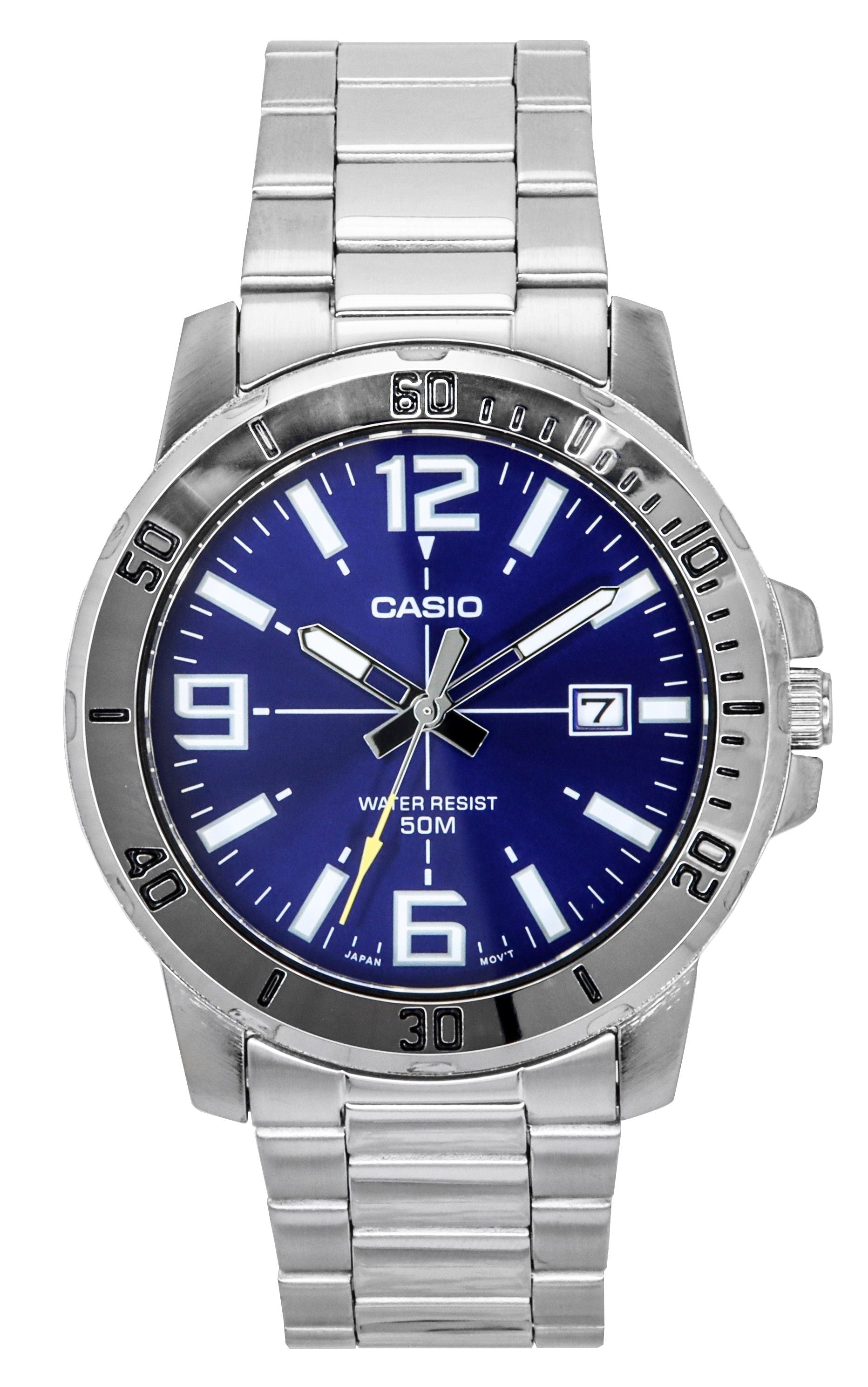 Casio Enticer Analog Stainless Steel Blue Dial Quartz MTP - VD01D - 2BV Men's Watch - Prestige Stones