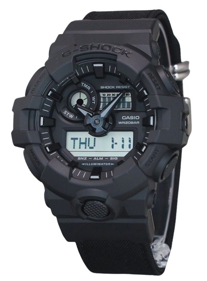 Casio G - Shock Analog Digital Eco Cloth Strap Black Dial Quartz GA - 700BCE - 1A 200M Men's Watch - Prestige Stones