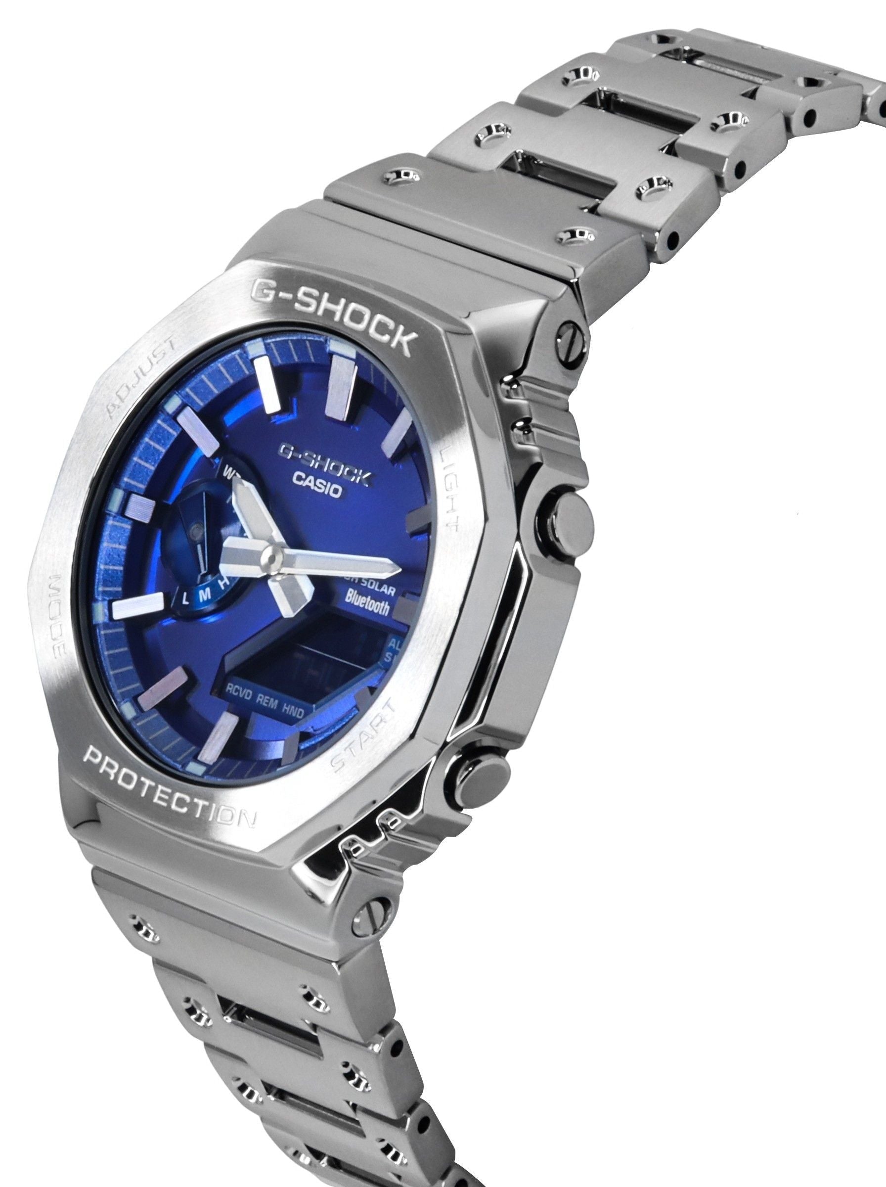Casio G - Shock Analog Digital Full Metal Smartphone Link Blue Dial Solar GM - B2100AD - 2A 200M Men's Watch - Prestige Stones