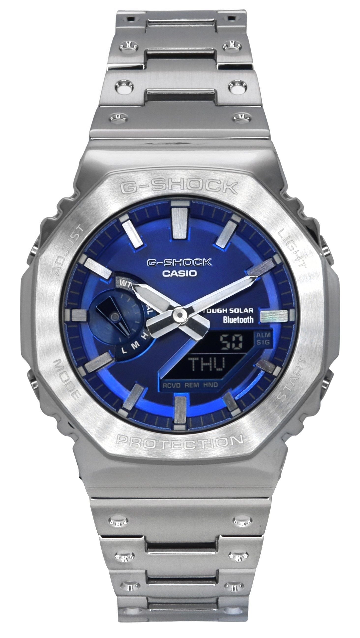 Casio G - Shock Analog Digital Full Metal Smartphone Link Blue Dial Solar GM - B2100AD - 2A 200M Men's Watch - Prestige Stones
