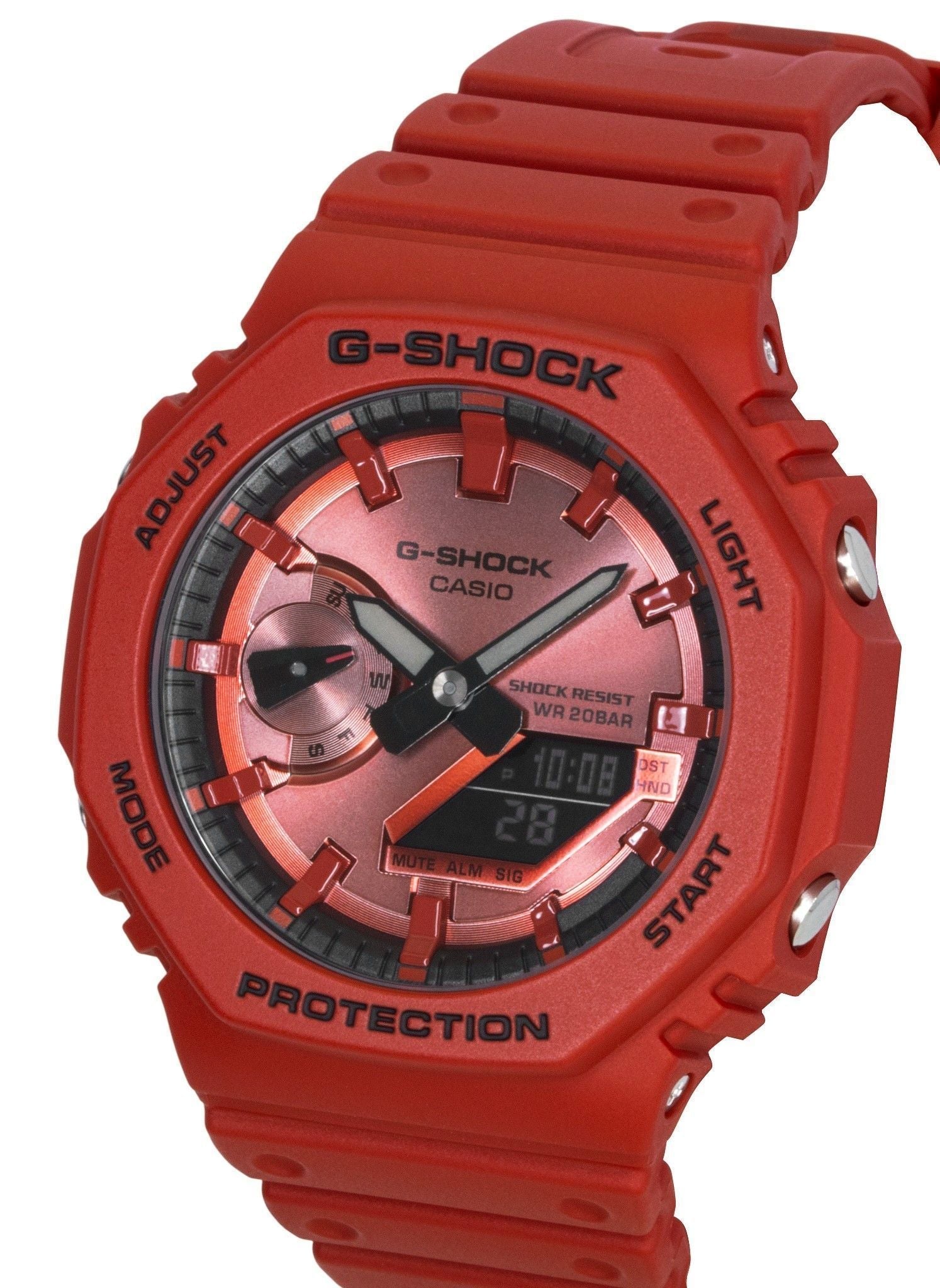 Casio G - Shock Analog Digital Red Bio - Based Resin Strap Quartz GA - 2100RRB - 4A 200M Men's Watch - Prestige Stones