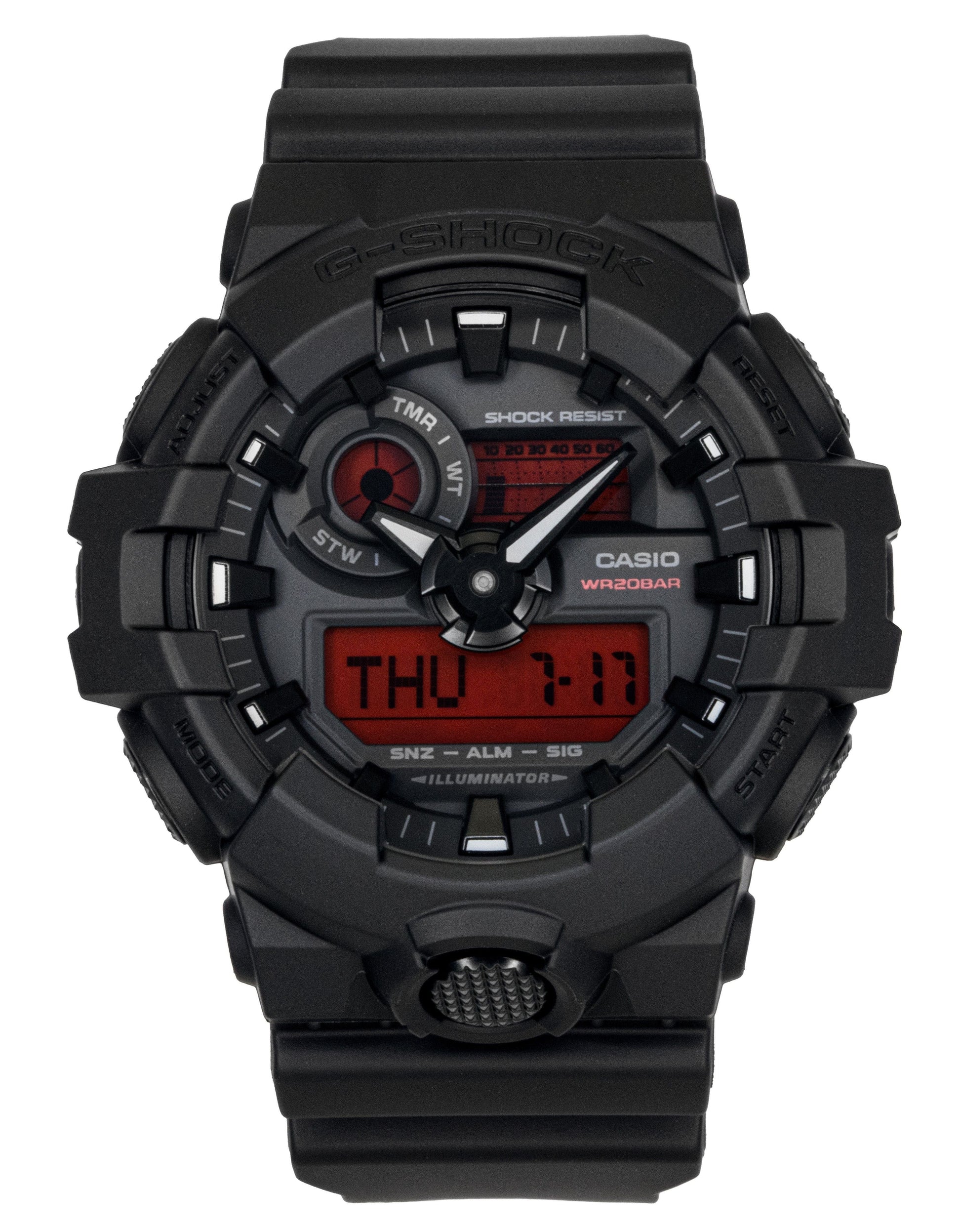 Casio G - Shock Analog Digital Resin Strap Black Dial Quartz GA - 700BBR - 1A 200M Men's Watch - Prestige Stones