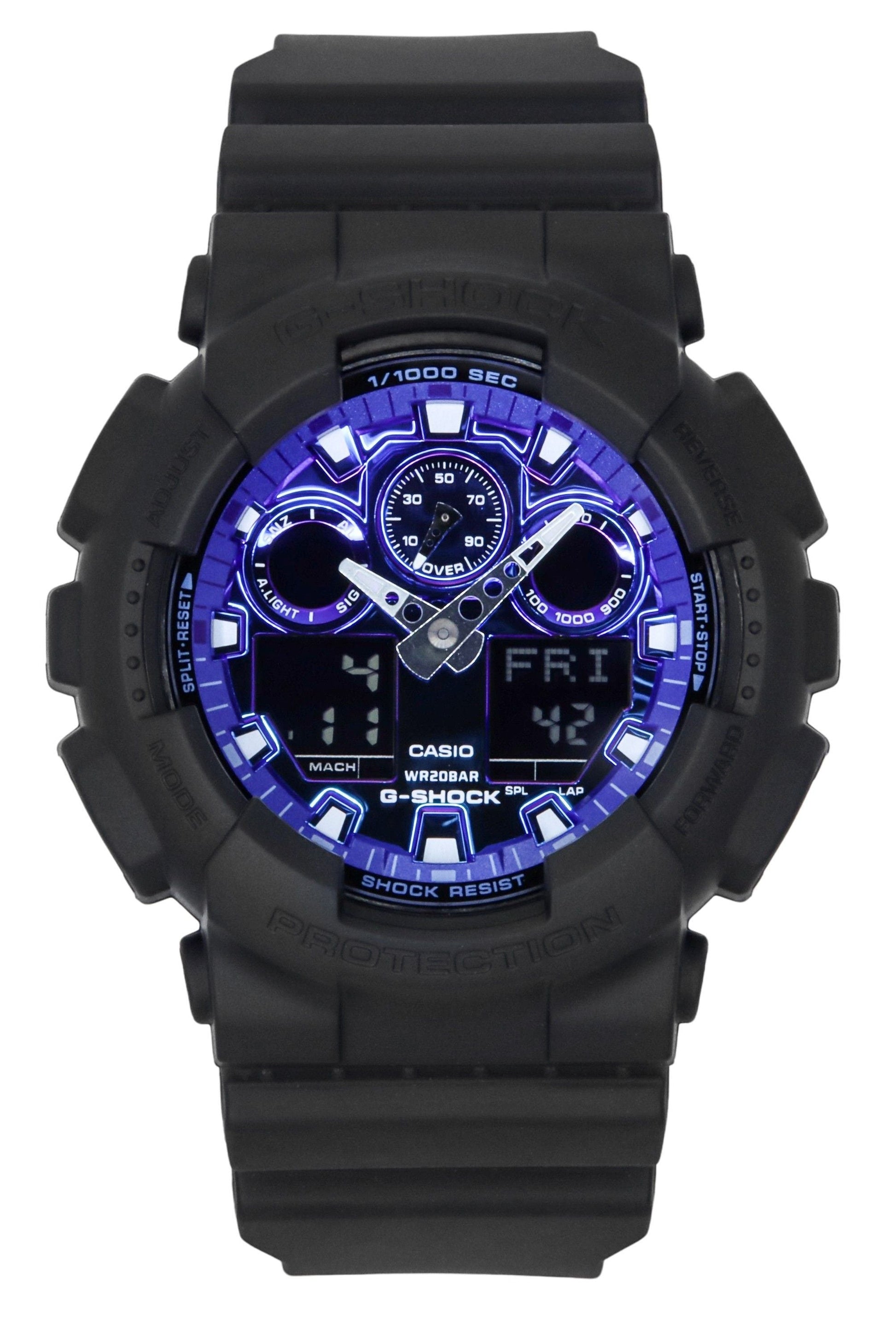 Casio G - Shock Analog Digital Resin Strap Blue Dial Quartz GA - 100FL - 1A 200M Men's Watch - Prestige Stones