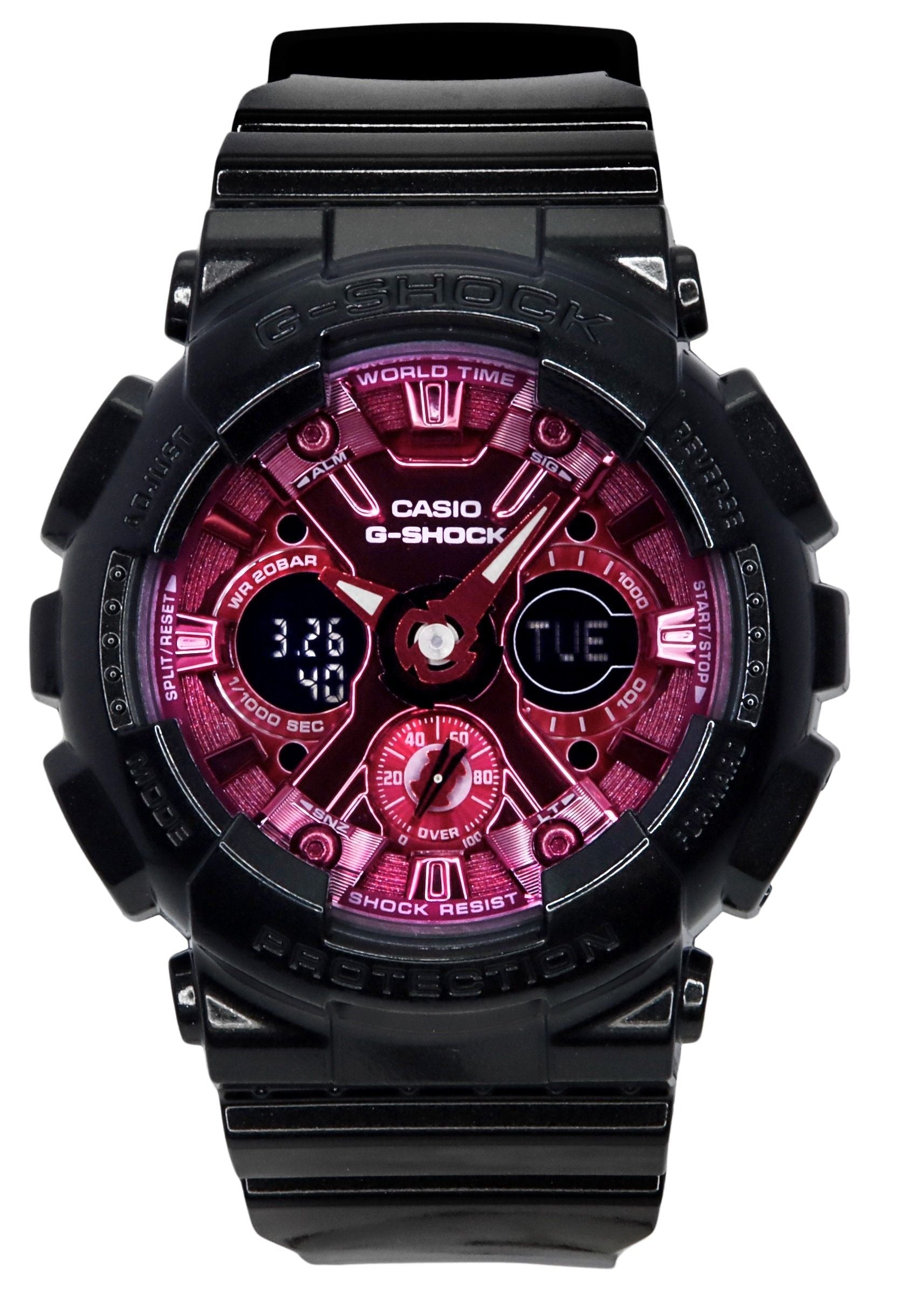 Casio G - Shock Analog Digital Resin Strap Burgundy Dial Quartz GMA - S120RB - 1A 200M Women's Watch - Prestige Stones