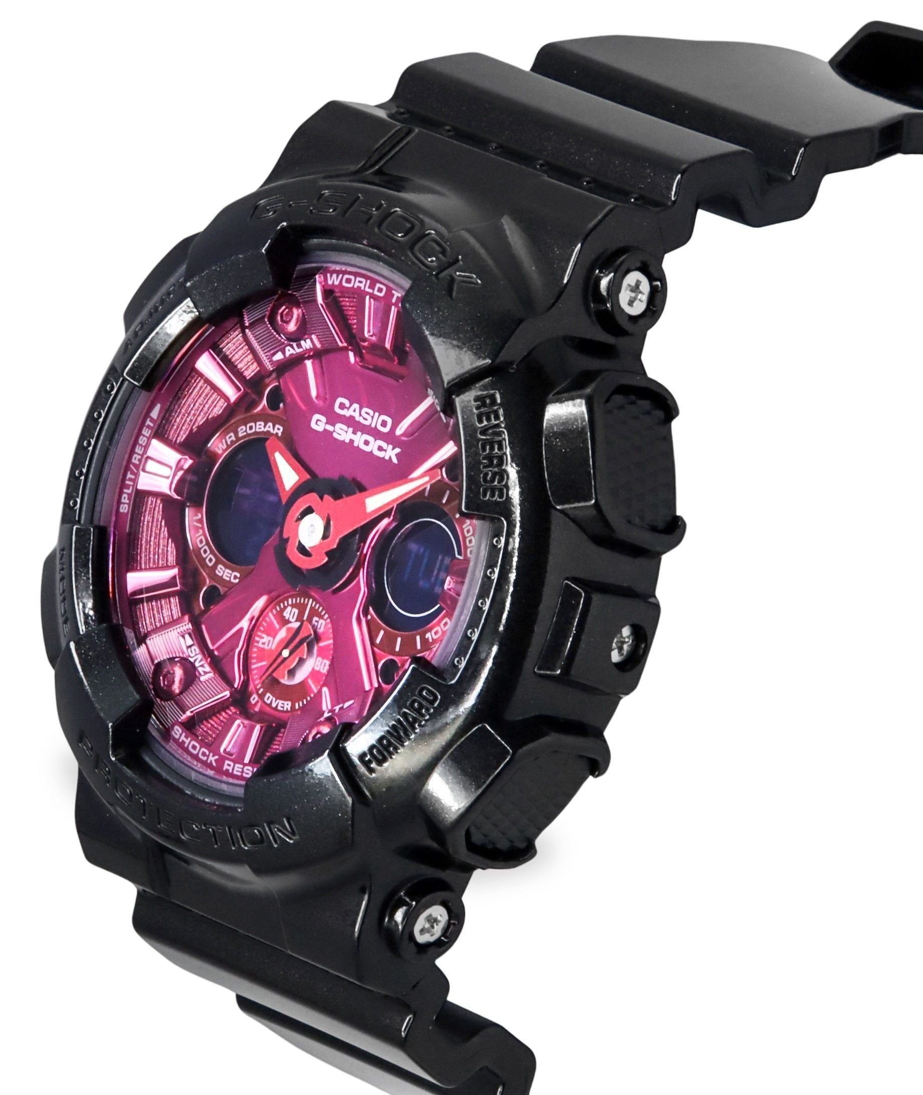 Casio G - Shock Analog Digital Resin Strap Burgundy Dial Quartz GMA - S120RB - 1A 200M Women's Watch - Prestige Stones