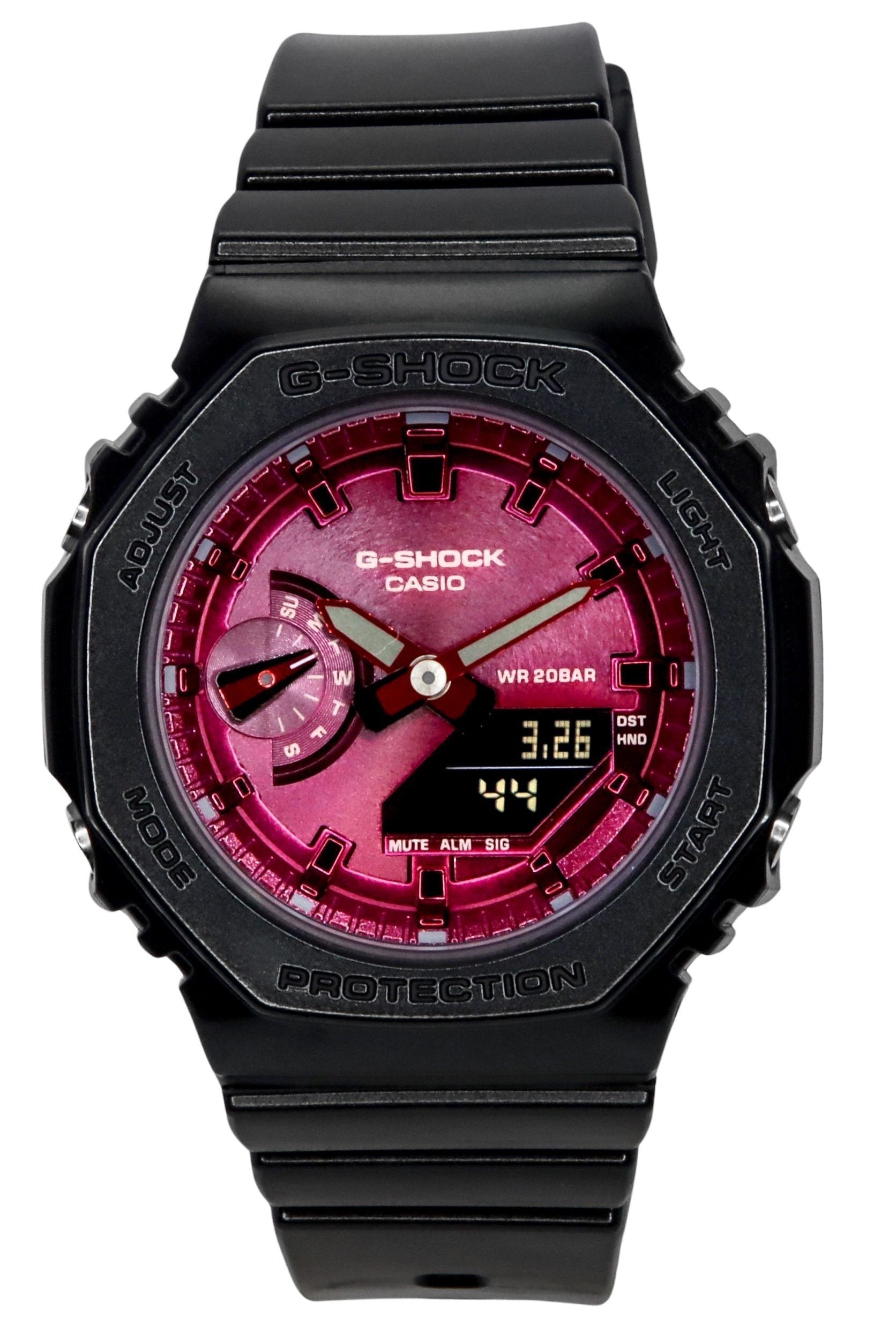 Casio G - Shock Analog Digital Resin Strap Burgundy Dial Quartz GMA - S2100RB - 1A 200M Women's Watch - Prestige Stones
