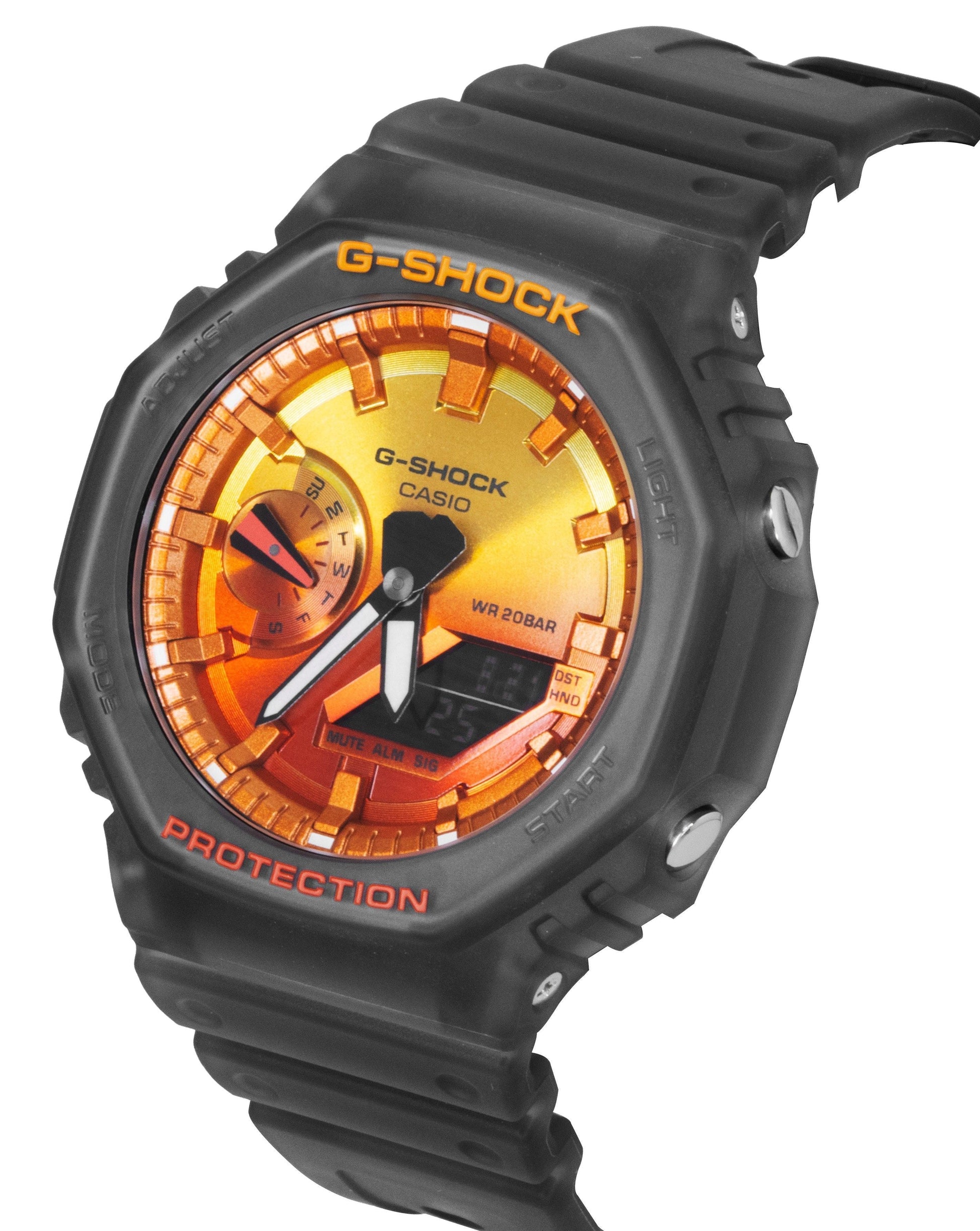 Casio G - Shock Analog Digital Resin Strap Orange Dial Quartz GA - 2100FLS - 8A4 200M Men's Watch - Prestige Stones