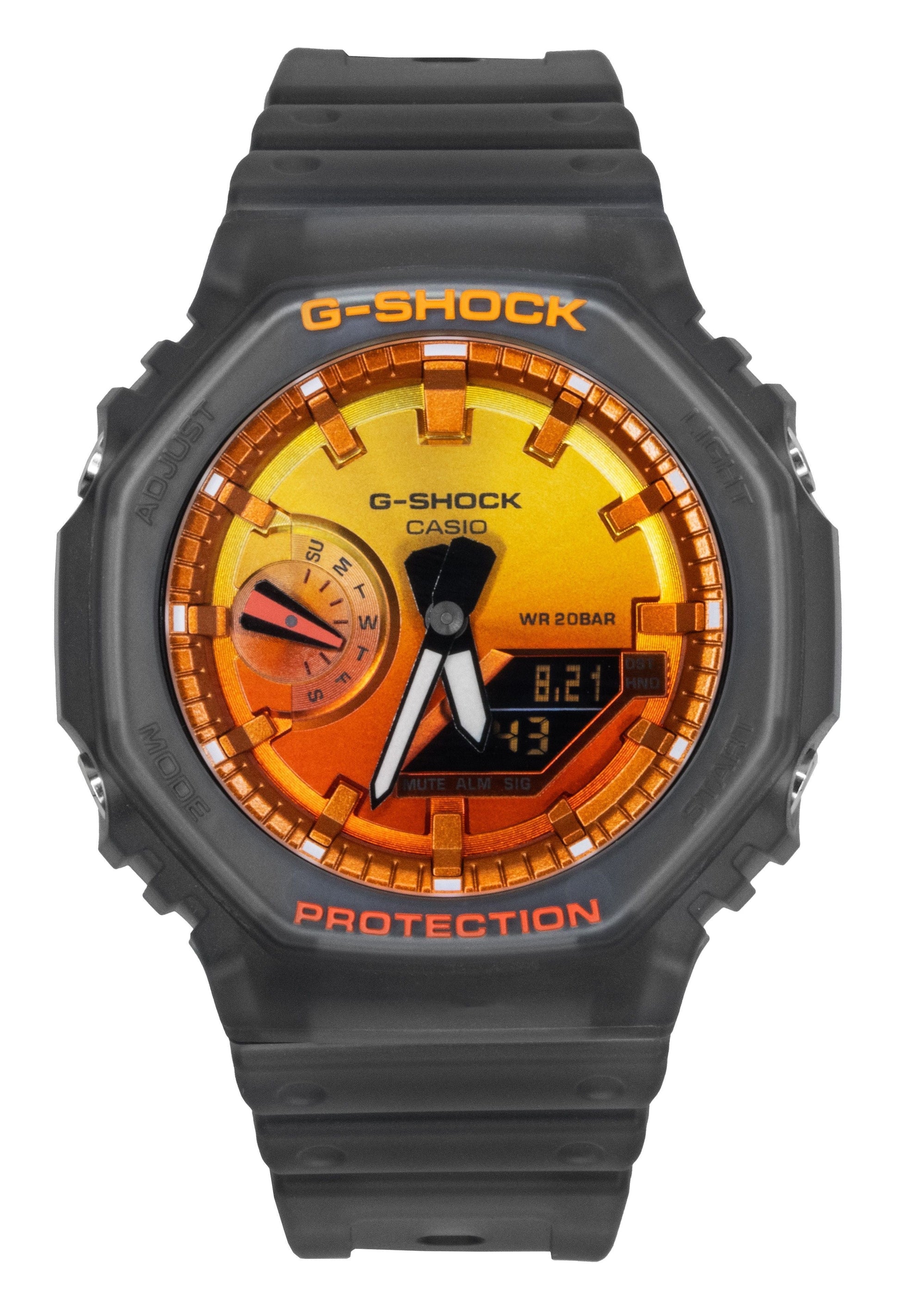 Casio G - Shock Analog Digital Resin Strap Orange Dial Quartz GA - 2100FLS - 8A4 200M Men's Watch - Prestige Stones