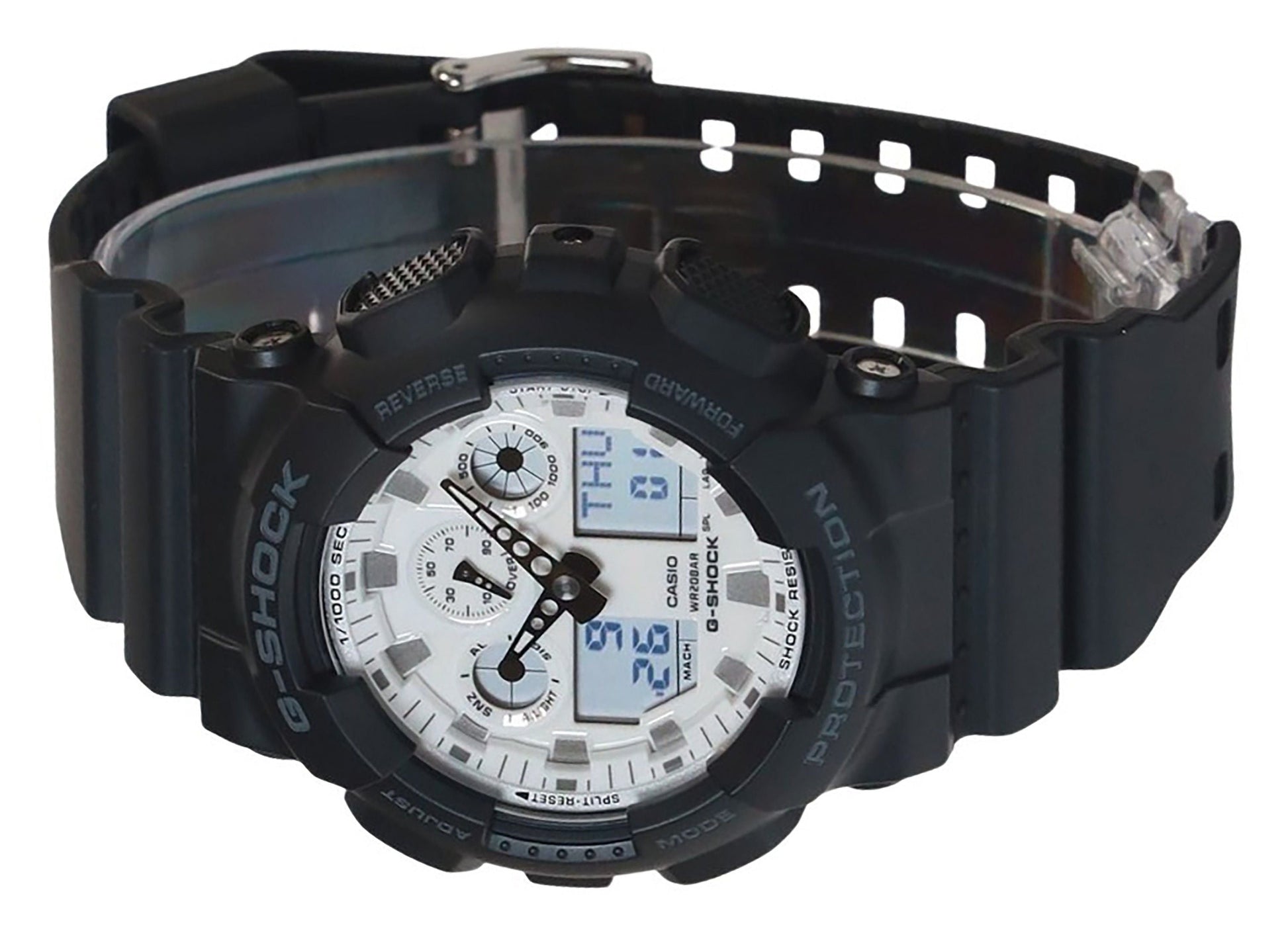 Casio G - Shock Analog Digital Resin Strap White Dial Quartz GA - 100WD - 1A 200M Men's Watch - Prestige Stones