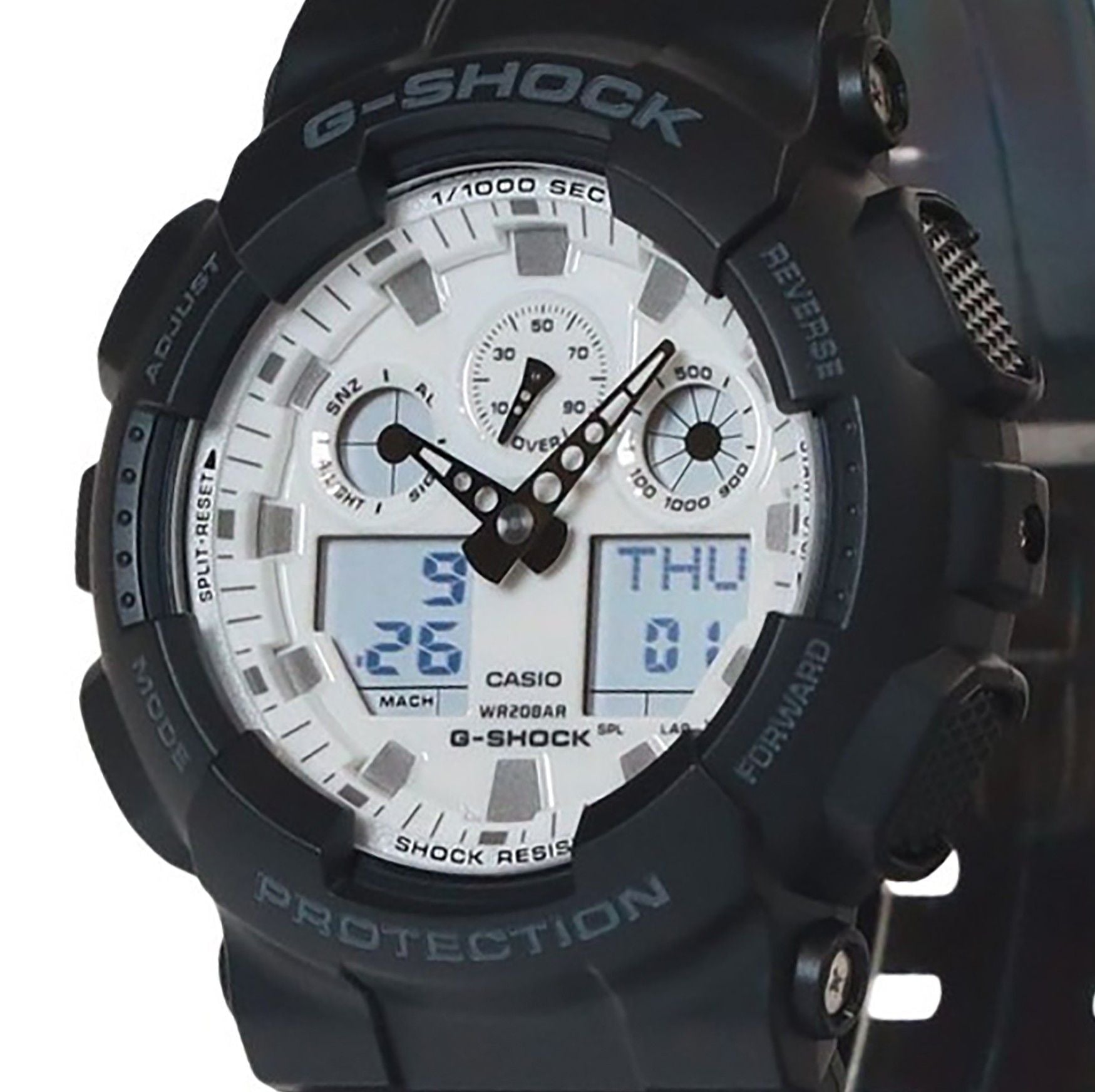 Casio G - Shock Analog Digital Resin Strap White Dial Quartz GA - 100WD - 1A 200M Men's Watch - Prestige Stones