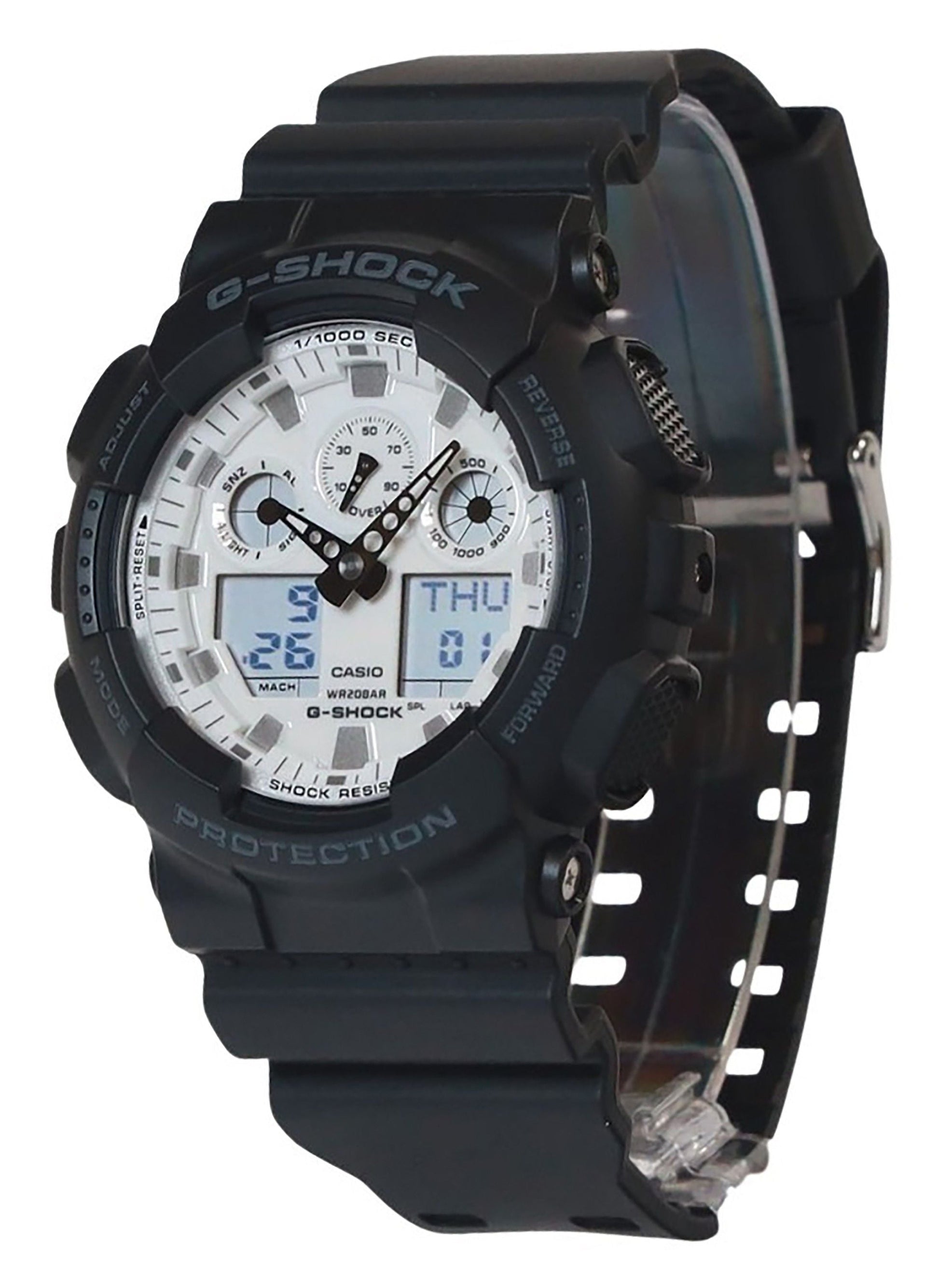 Casio G - Shock Analog Digital Resin Strap White Dial Quartz GA - 100WD - 1A 200M Men's Watch - Prestige Stones