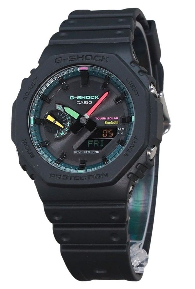 Casio G - Shock Analog Digital Smartphone Link Multi Fluorescent Accents Series Tough Solar GA - B2100MF - 1A 200M Men's Watch - Prestige Stones