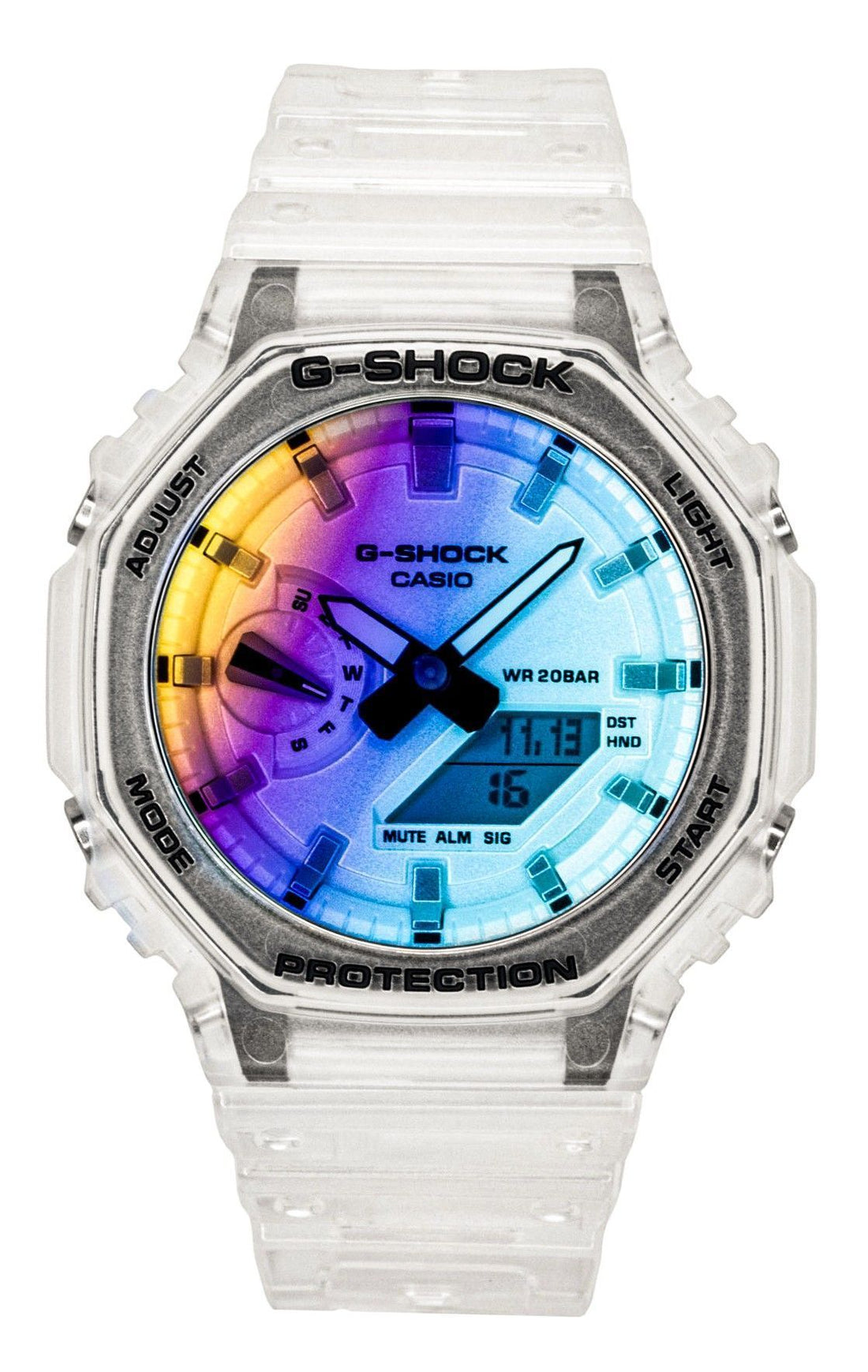 Casio G - Shock Analog Digital Transparent Resin Strap Multicolor Dial Quartz GA - 2100SRS - 7A 200M Men's Watch - Prestige Stones